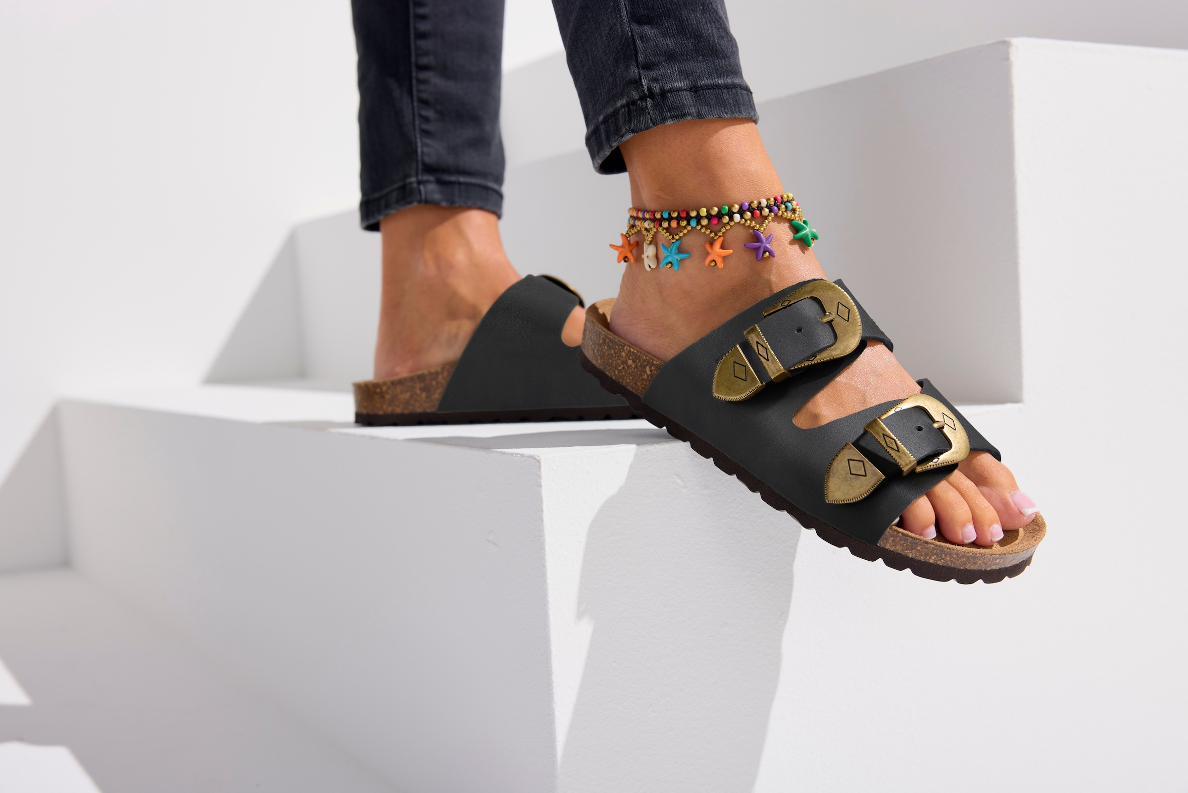 French Connection Pantolette »Mule, Sandale, offener Schuh, Sommerschuhe, Sandale, Lederpantolette«  NEU aus hochwertigem Leder mit weichem Korkfussbett