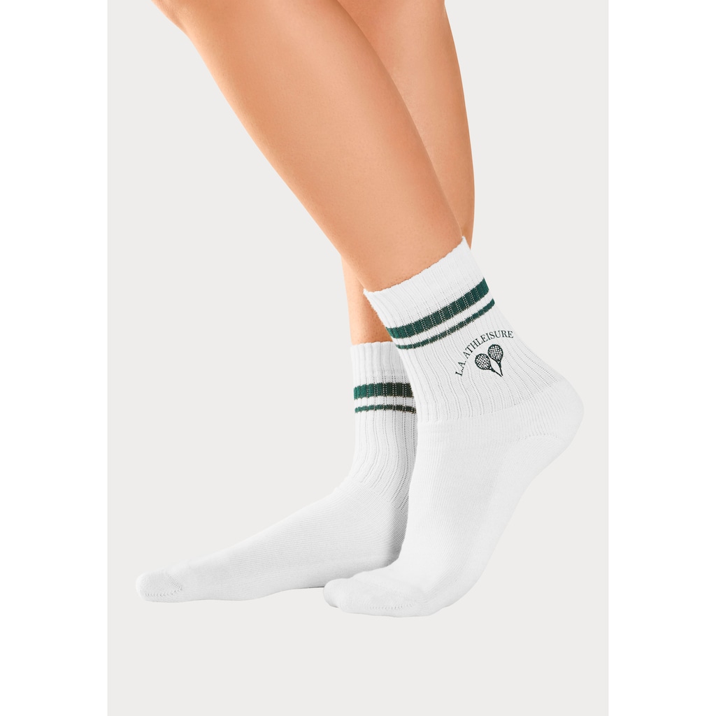 LASCANA ACTIVE Tennissocken, (Packung, 3 Paar), mit kleiner Stickerei