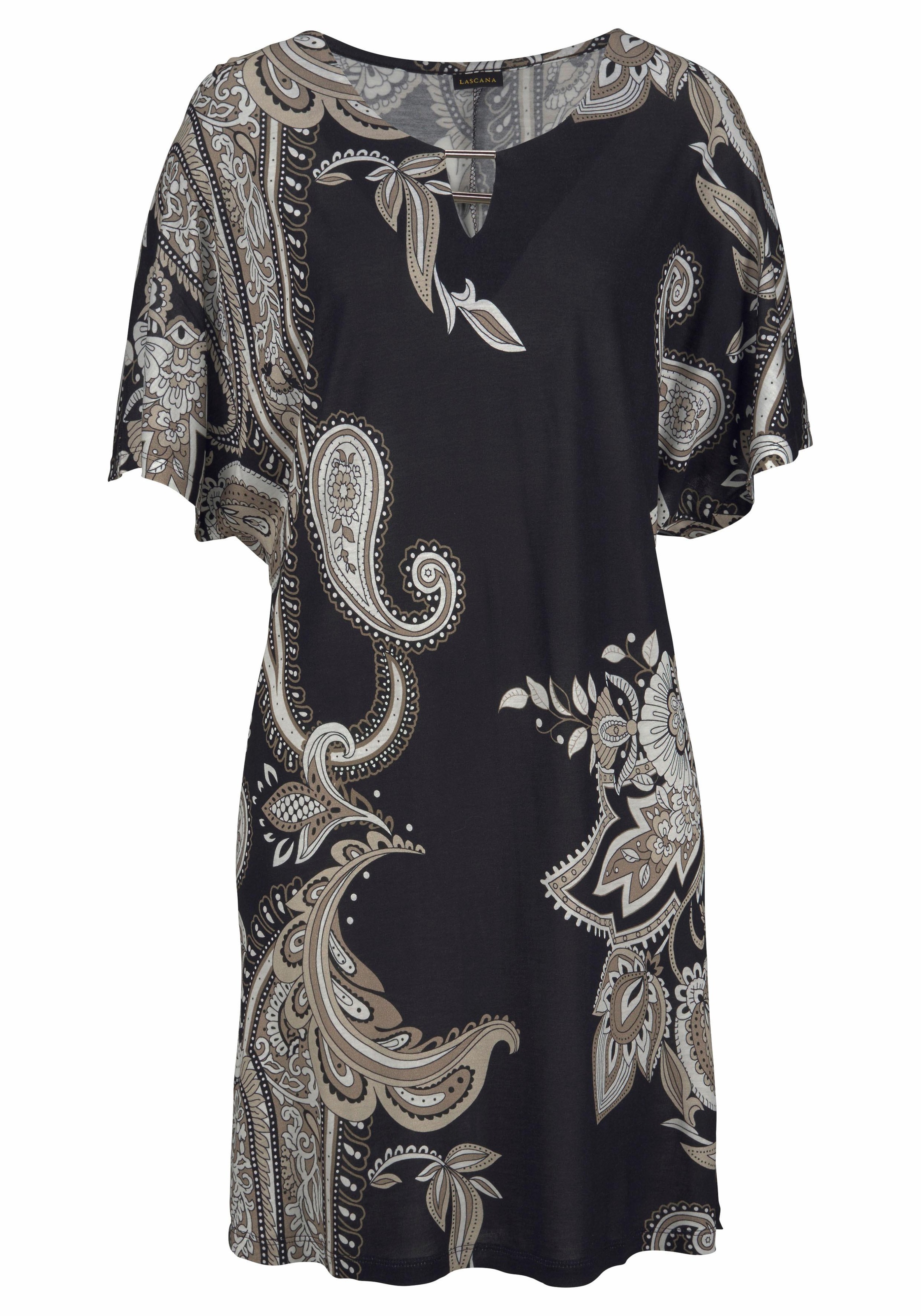 LASCANA Jerseykleid mit Zierdetail am Ausschnitt, sommerliches Tunikakleid, Strandkleid
