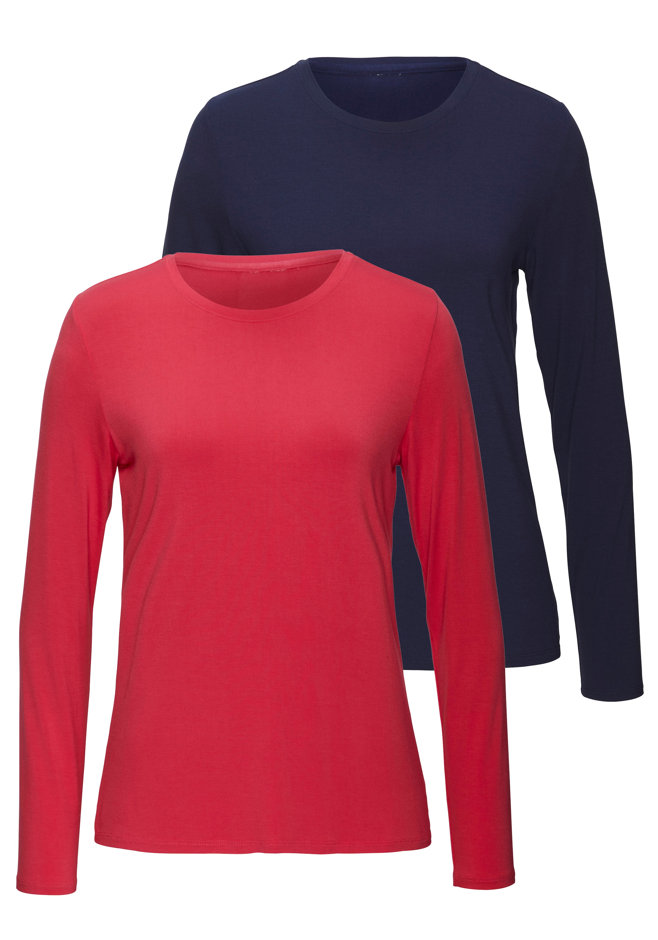 LASCANA Langarmshirt »aus weichem Viskose-Stretch« 2er-Pack