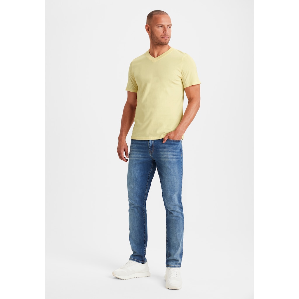KangaROOS T-Shirt »Regular Fit,«, (2er-Pack), Freizeitshirt mit Kurzarm, V-Ausschnitt aus reine Baumwolle