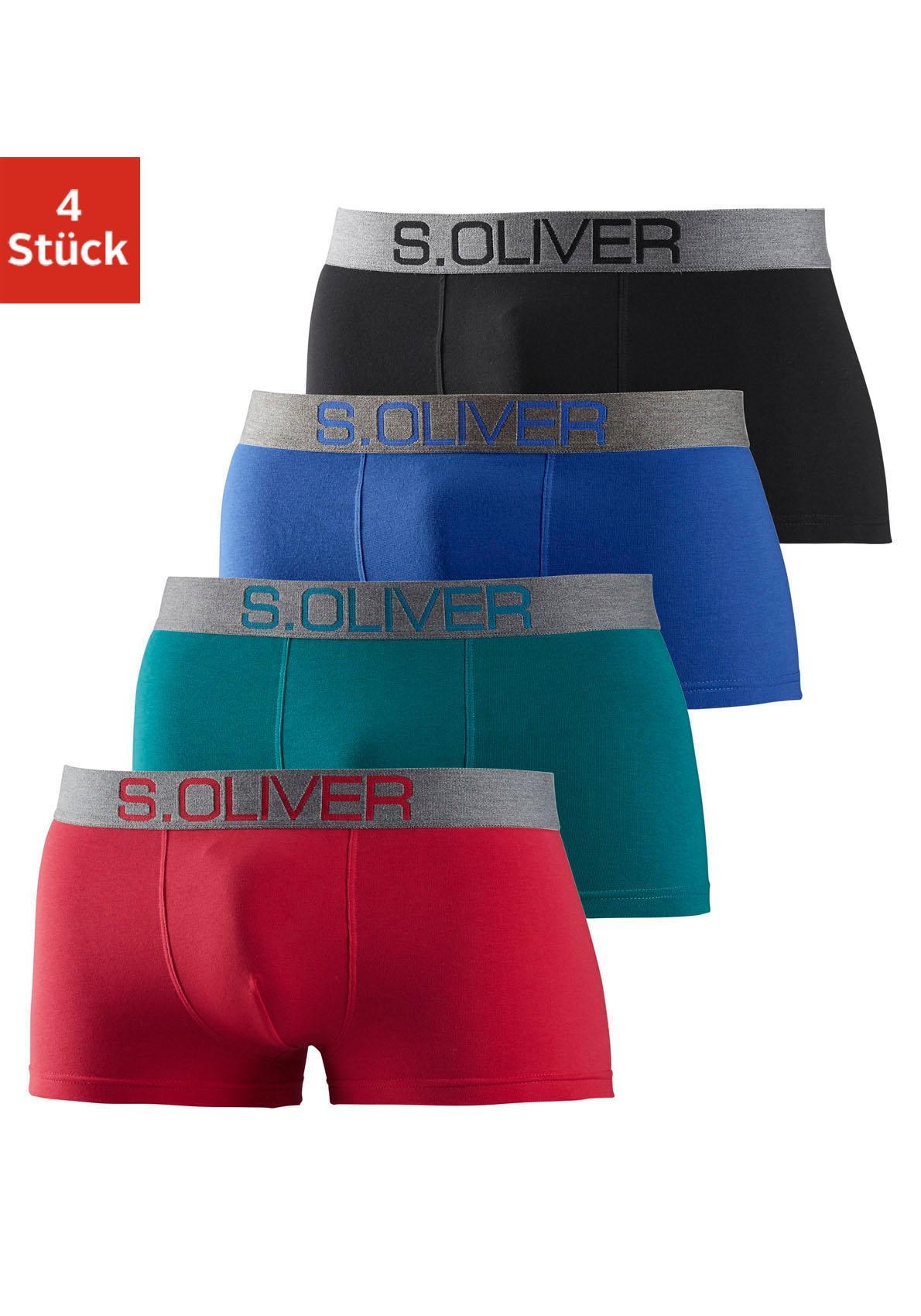 s.Oliver Hipster Packung, 4 Stk. knapp sitzende Boxershorts für Herren aus Baumwoll-Mix
