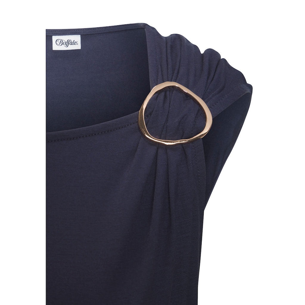 Vivance Kurzarmshirt, mit Zierschnalle, Sommertop, casual