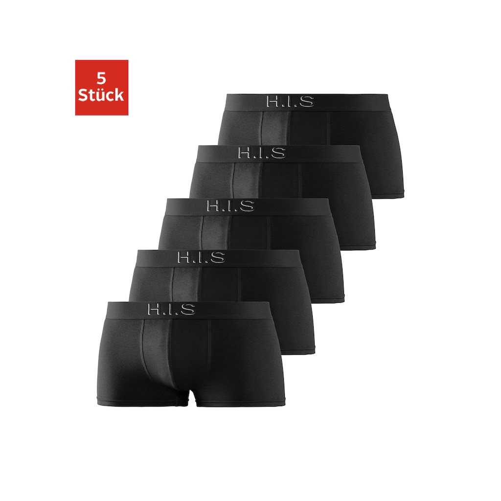 H.I.S Hipster, (Packung, 5 St.), knapp sitzende Boxershorts am Webbund mit Logoschriftzug mit 3D Effekt