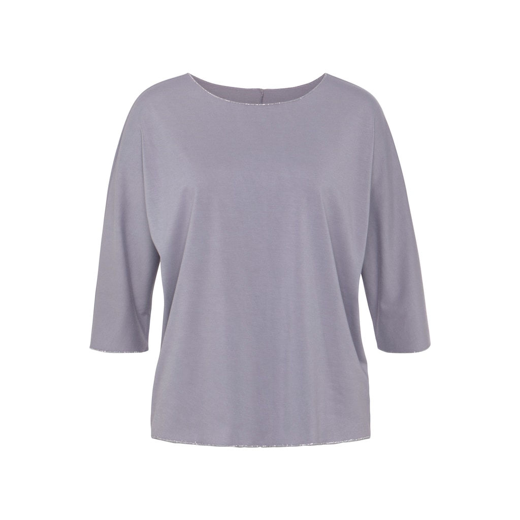 LASCANA Rundhalsshirt »mit eleganten Glitzerabschlüssen«, aus pflegeleichter Qualität
