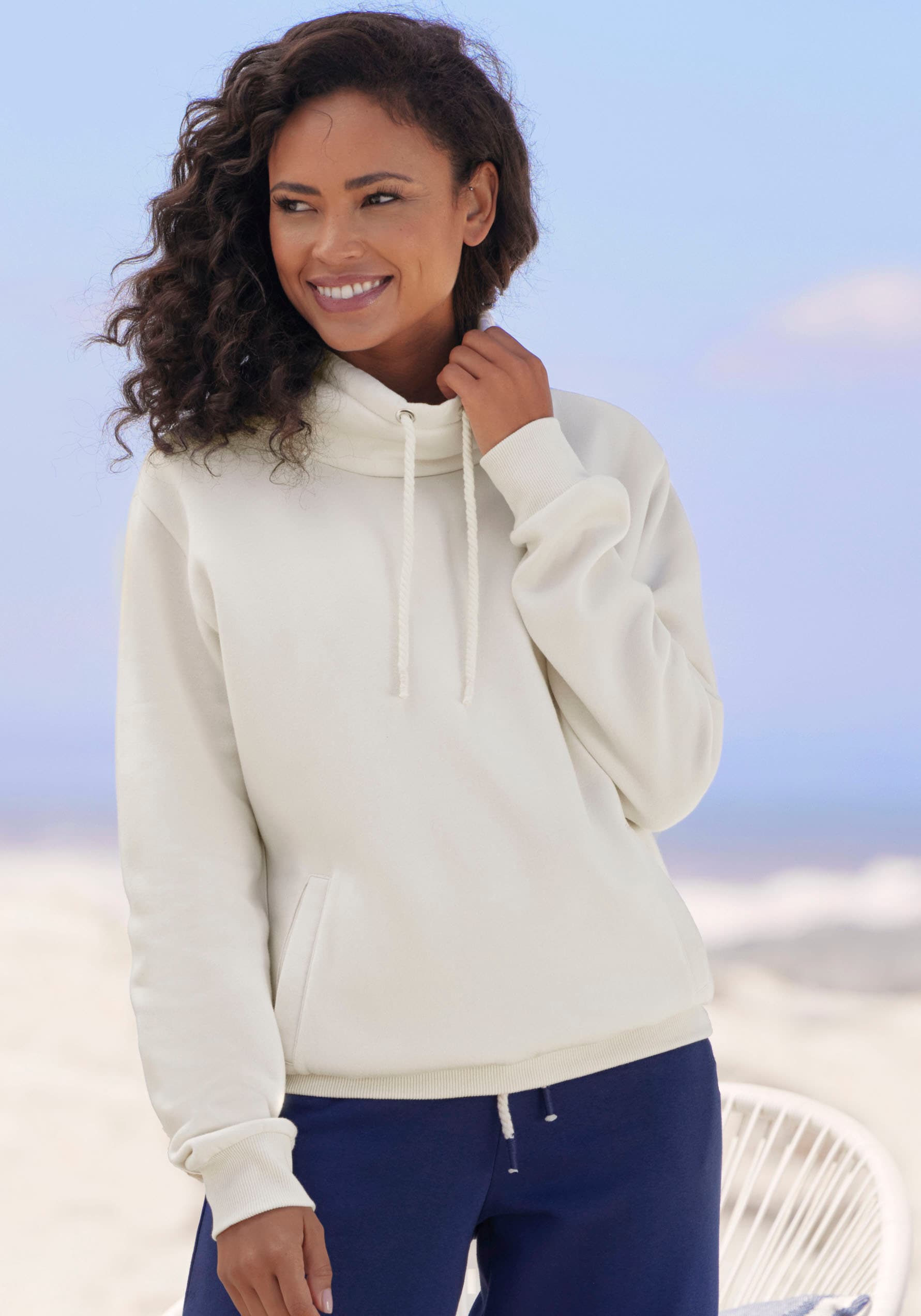 H.I.S Sweatshirt, 1 Stk. mit Stehkragen und Bindeband