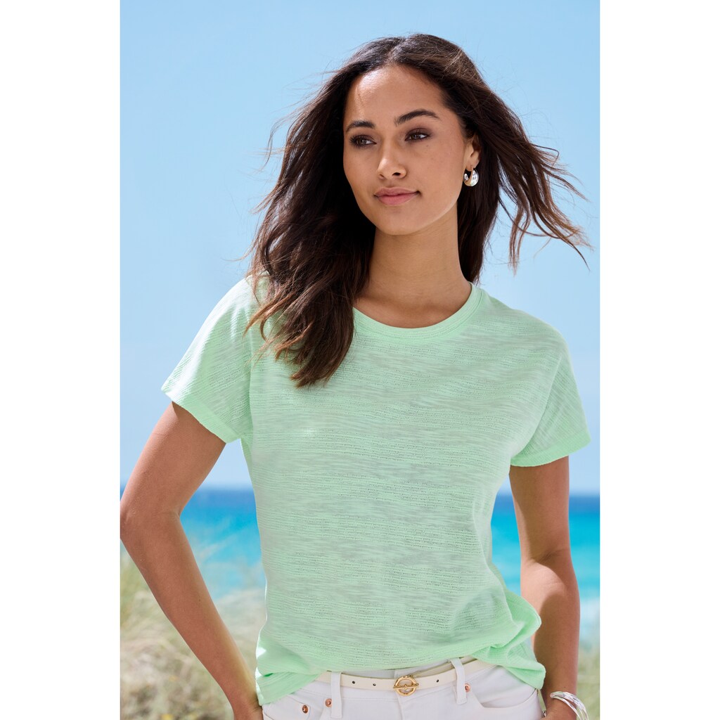 Vivance T-Shirt »mit modischer Strukturoptik«, (2er-Pack), aus pflegeleichter Qualität mit Baumwolle