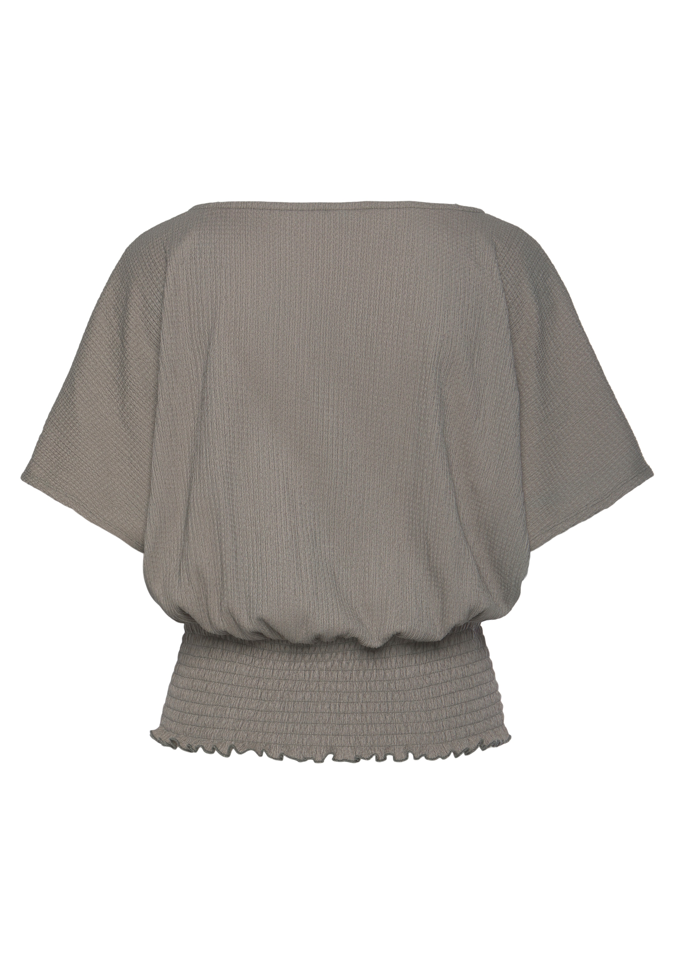 LASCANA V-Shirt, mit breitem Smoksaum und Kopfleiste, Blusenshirt, sommerlich