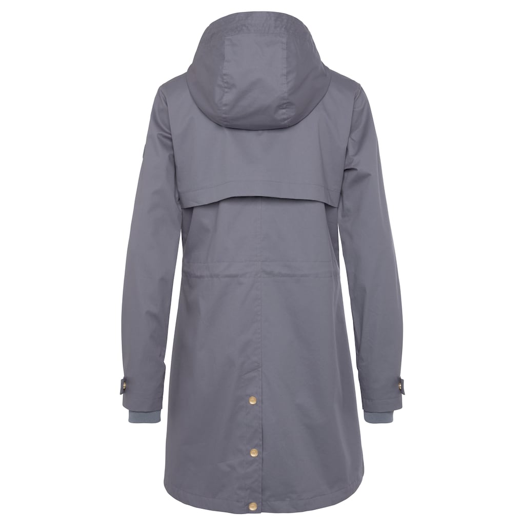 French Connection Outdoorjacke, mit Kapuze, Saumschlitz mit Druckknöpfen auf der Rückseite