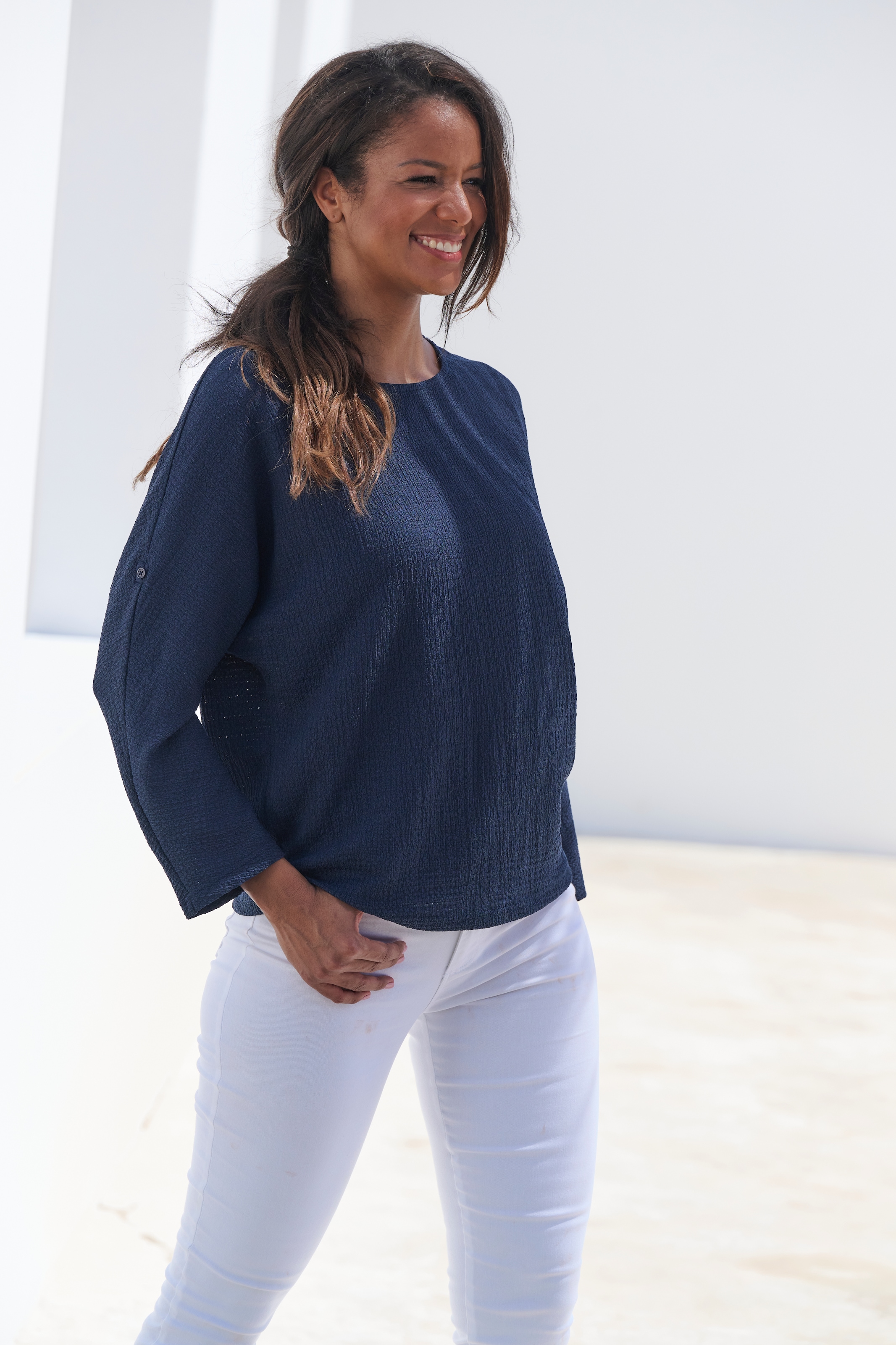 Vivance 2-in-1-Shirt »zum Krempeln«, aus bügelfreier Crêpe-Qualität