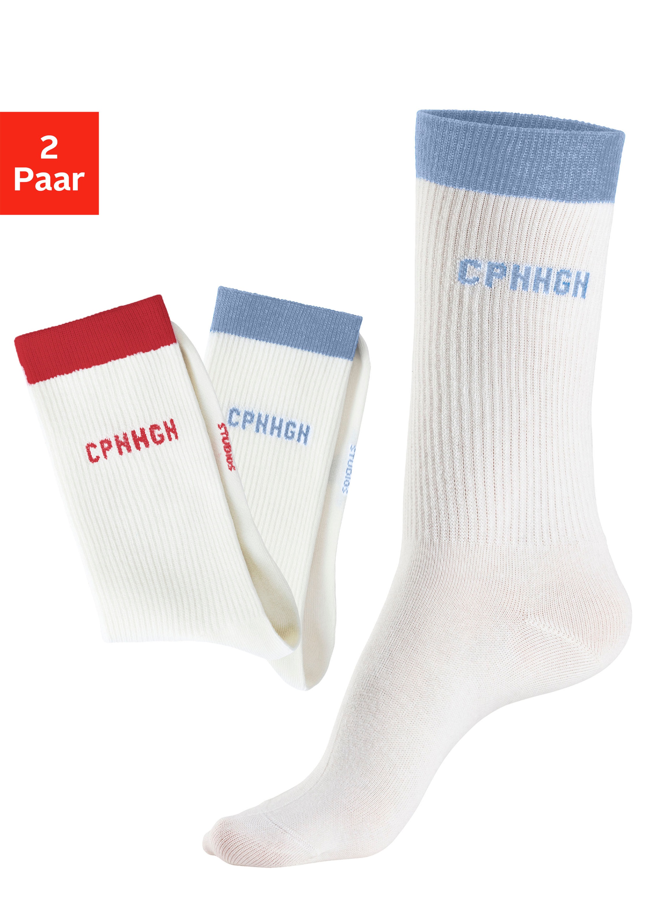 Copenhagen Studios Tennissocken Packung, 2 Paar tlg. mit kontrastfarbenem Bund