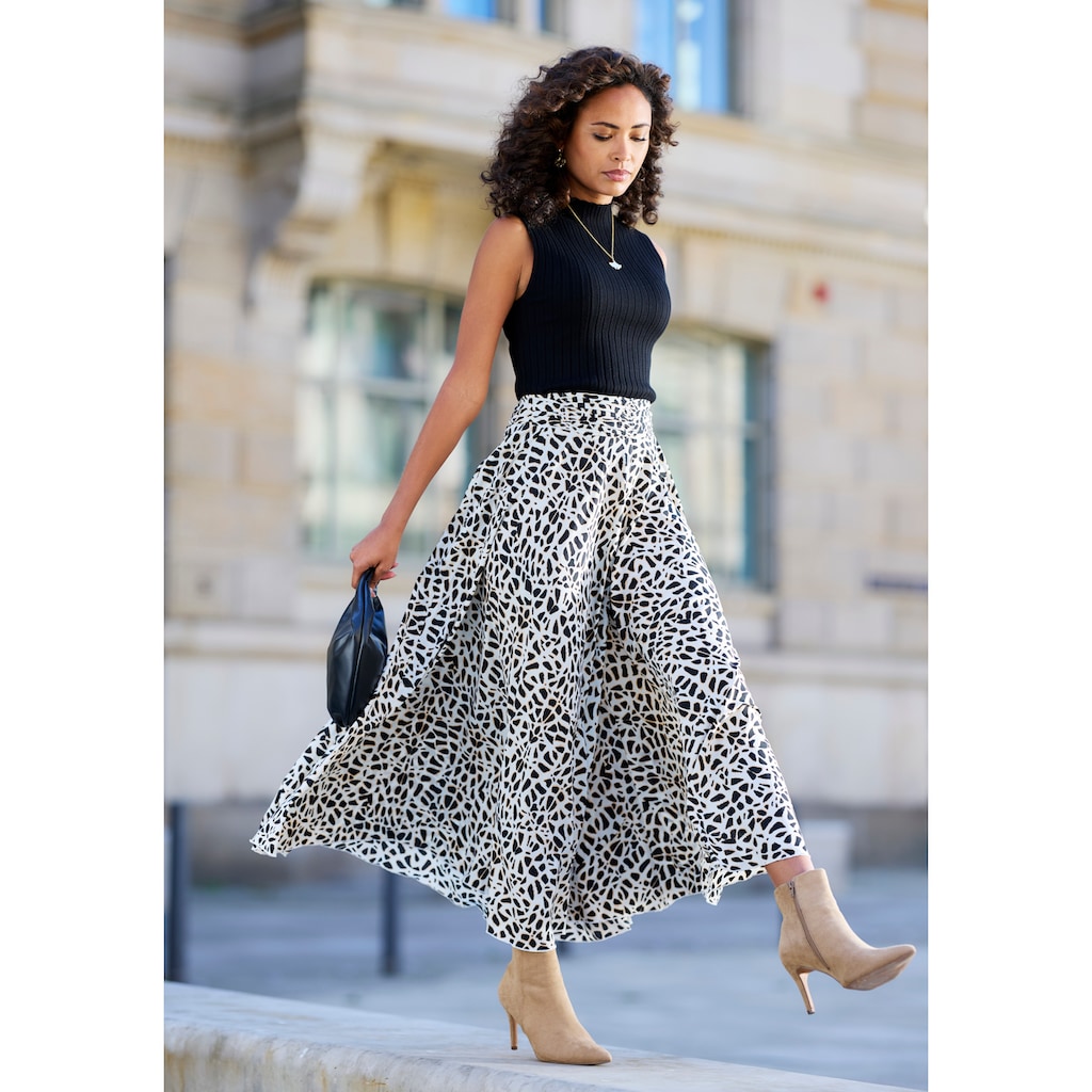 LASCANA Hosenrock, mit grafischem Alloverdruck, Culotte, extraweites Bein