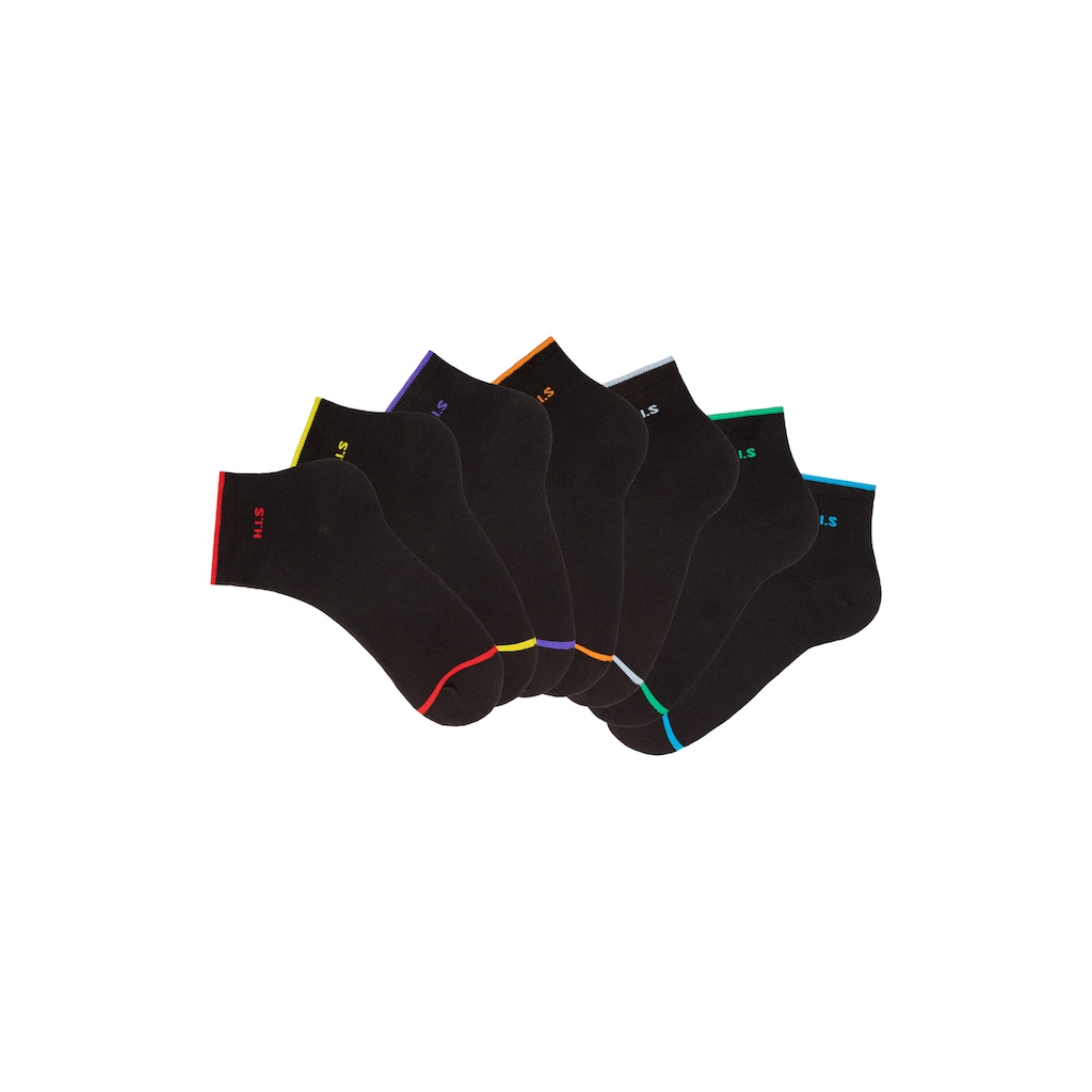 H.I.S Kurzsocken, (Packung, 7 Paar), mit farbigen Bündchen
