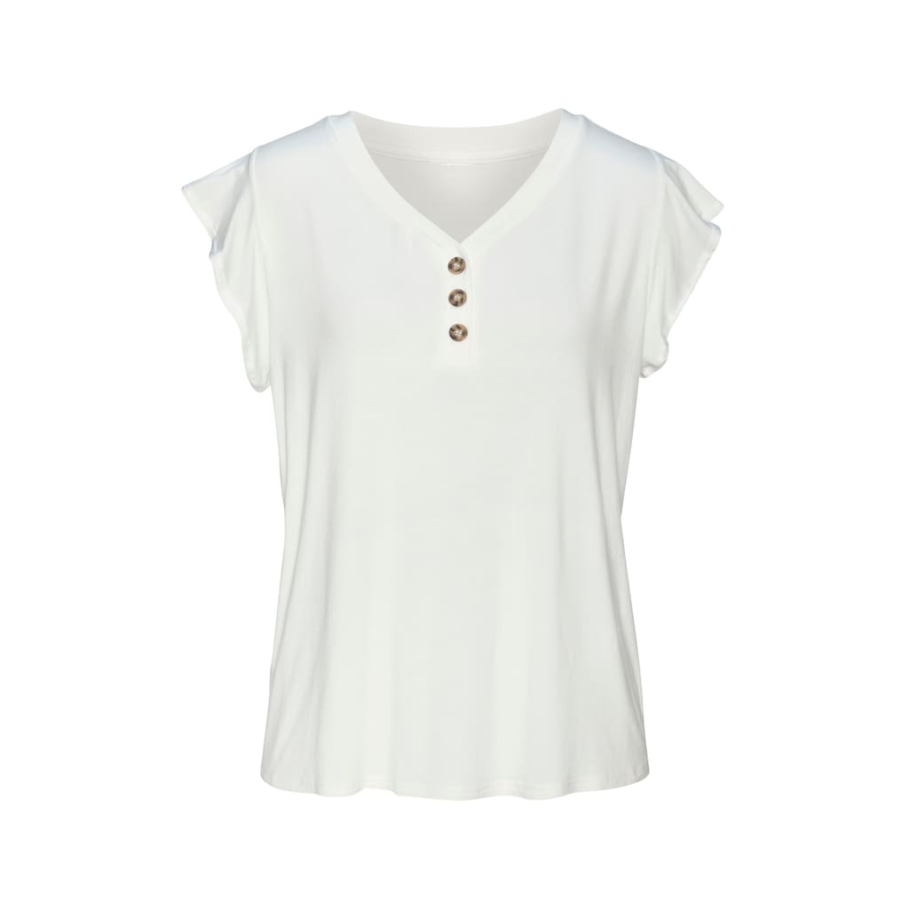LASCANA Blusenshirt »mit Zierknopfleiste«, aus weichem Viskose-Stretch