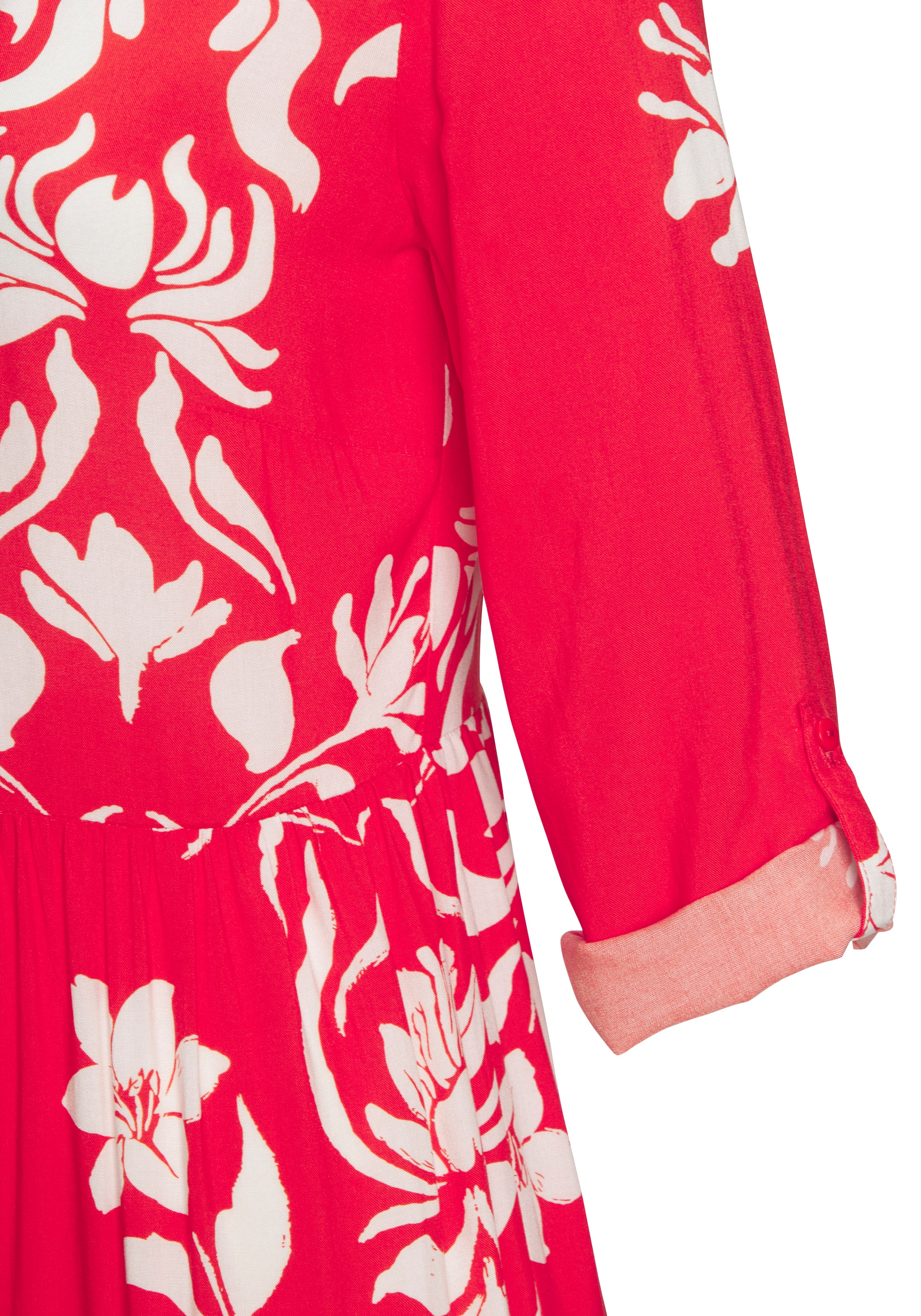LASCANA Maxi robe avec imprimé floral et patte de boutonnage, robe d'été, robe de plage