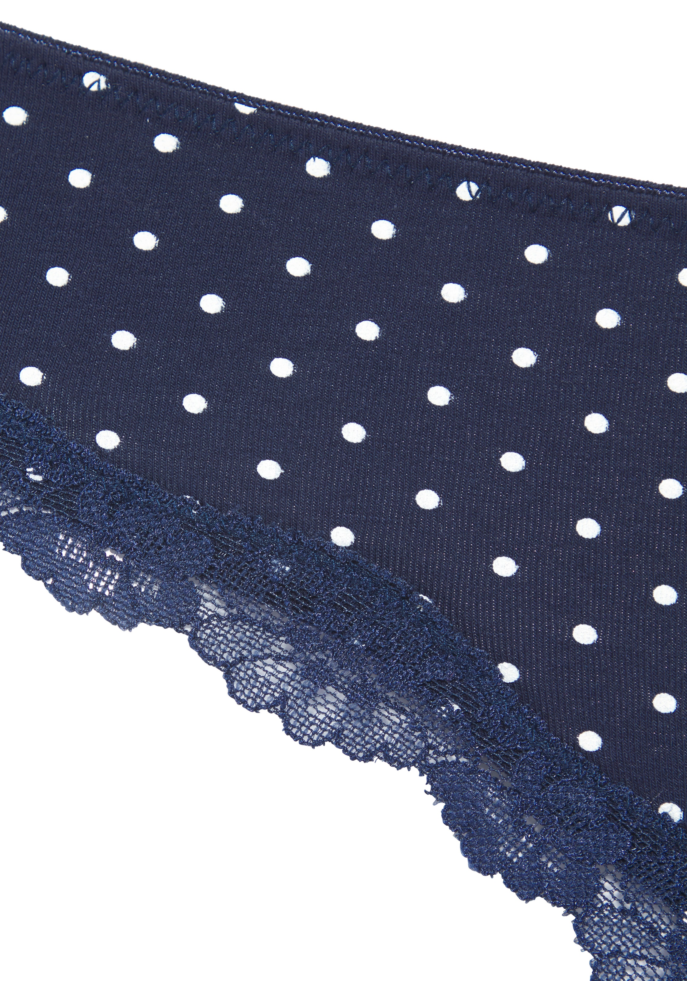 LASCANA Slip 3er-Pack,  aus elastischer Baumwolle mit zarter Spitze