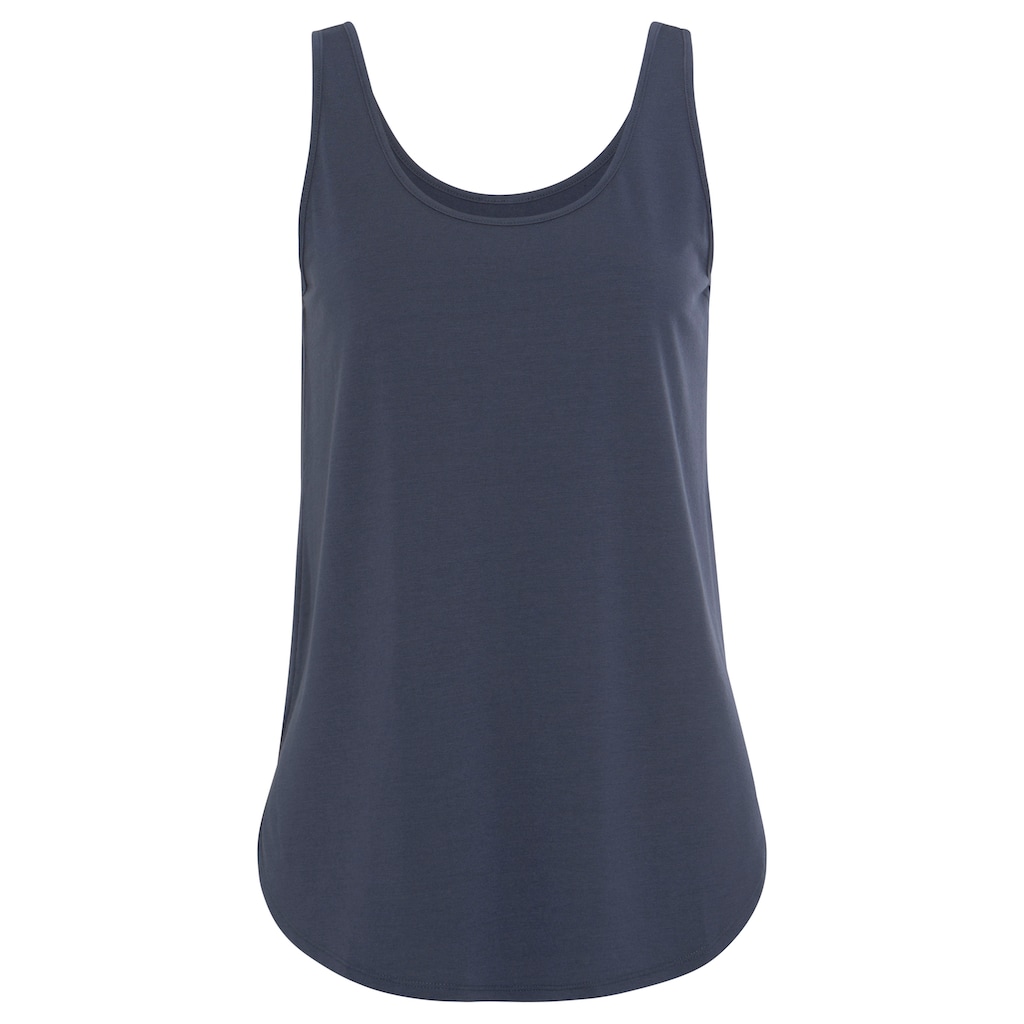 LASCANA Longtop »mit gerundetem Saum«, (2er-Pack), aus weichem Viskose-Stretch
