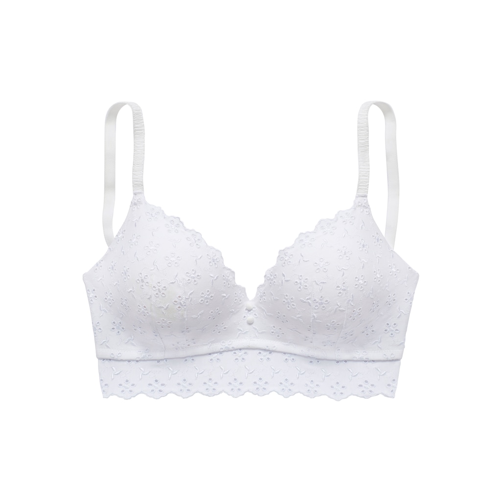 Vivance Bralette-BH, ohne Bügel aus weicher Baumwolle mit Lochstickerei, Dessous