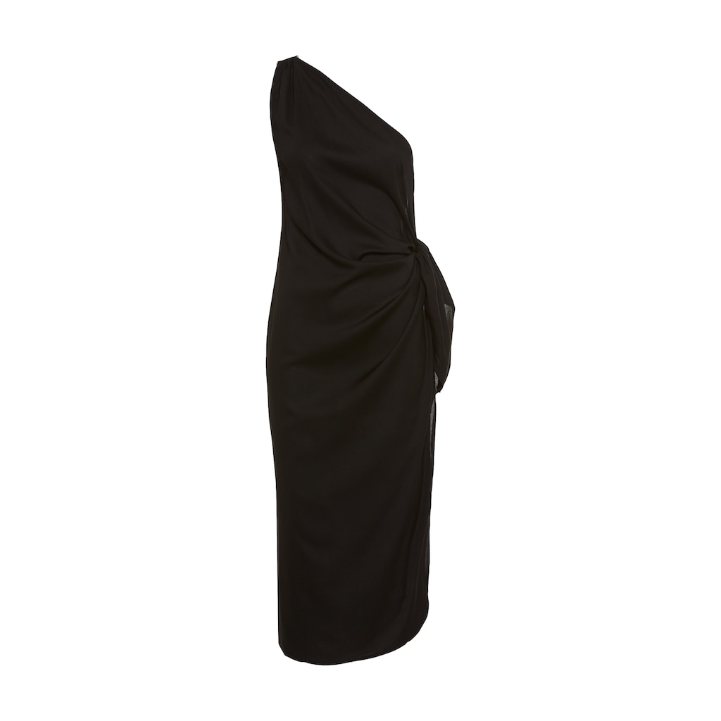 LSCN by LASCANA One-Shoulder-Kleid, mit goldfarbenen Zieraccessoire am Träger, Strandkleid