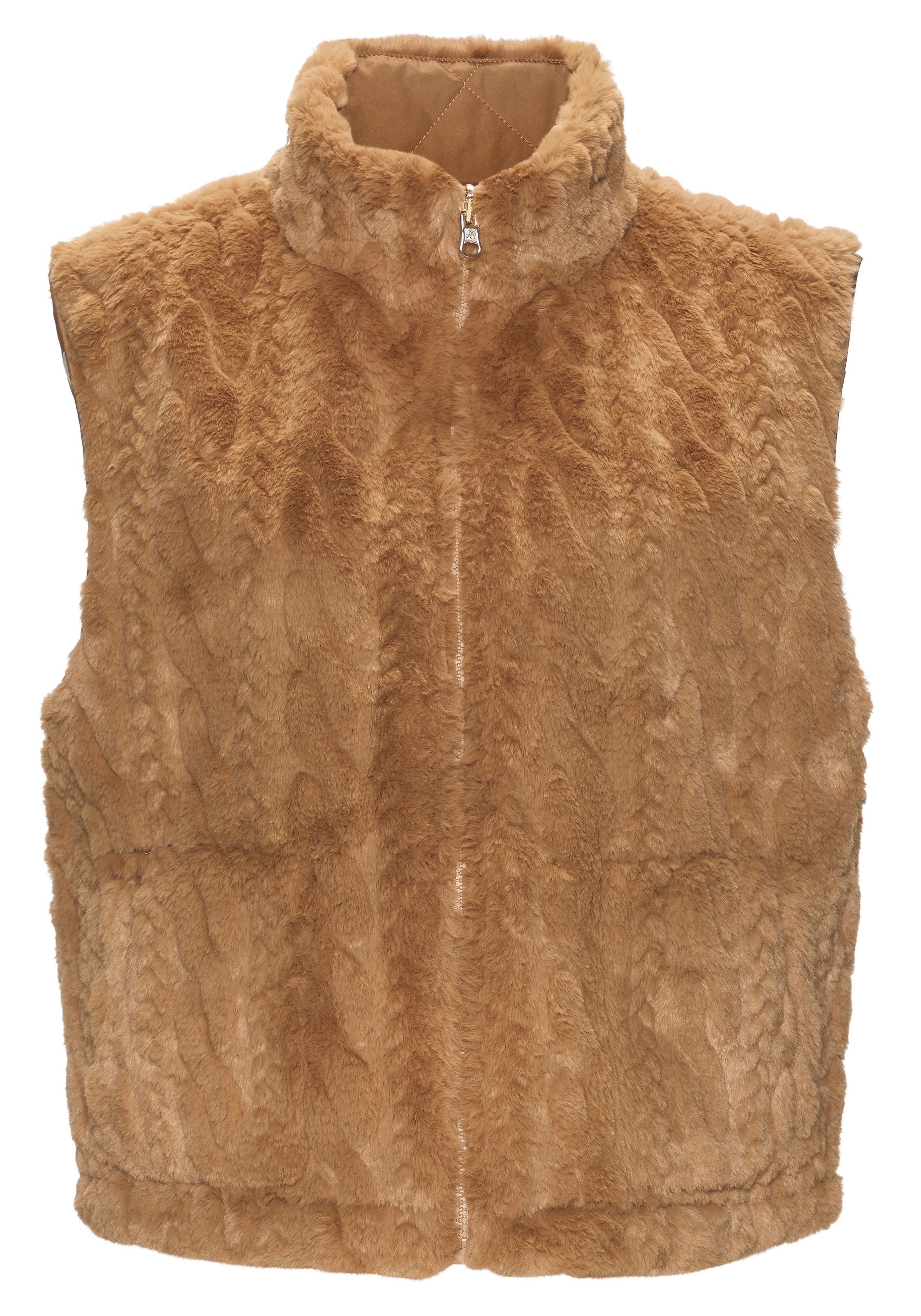 LASCANA Wendeweste , wendbare Steppweste mit flauschigem Fellimitat