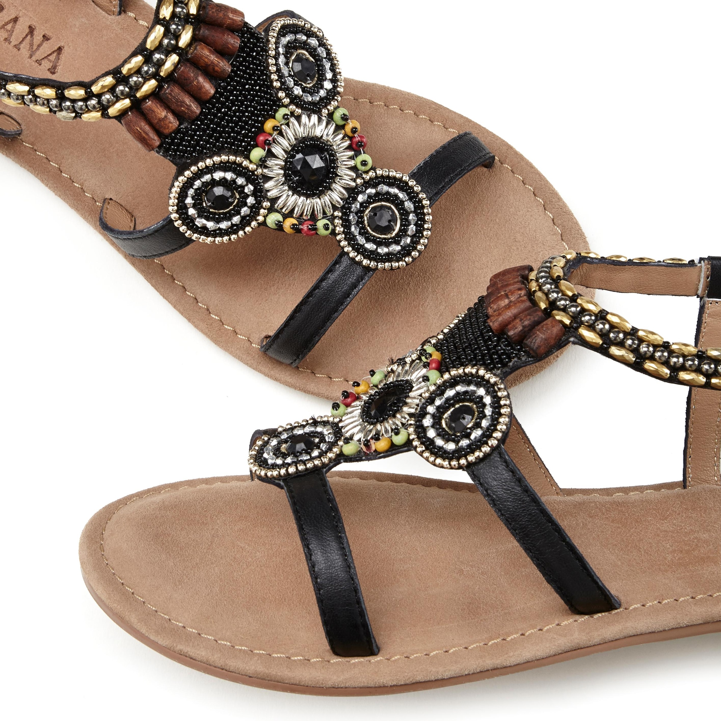 LASCANA Sandale »Sommerschuh«, Sandalette, Sommerschuh aus Leder mit Steinchen in Glitzer-Optik