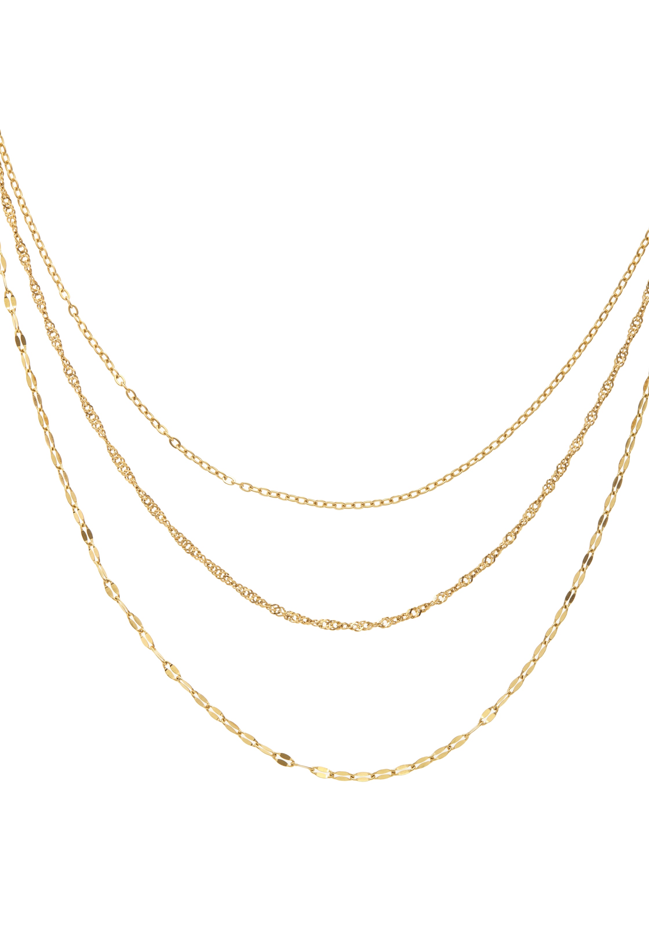 LASCANA Collier »3- reihige Halskette« Zarte Ketten mit Goldbeschichtung