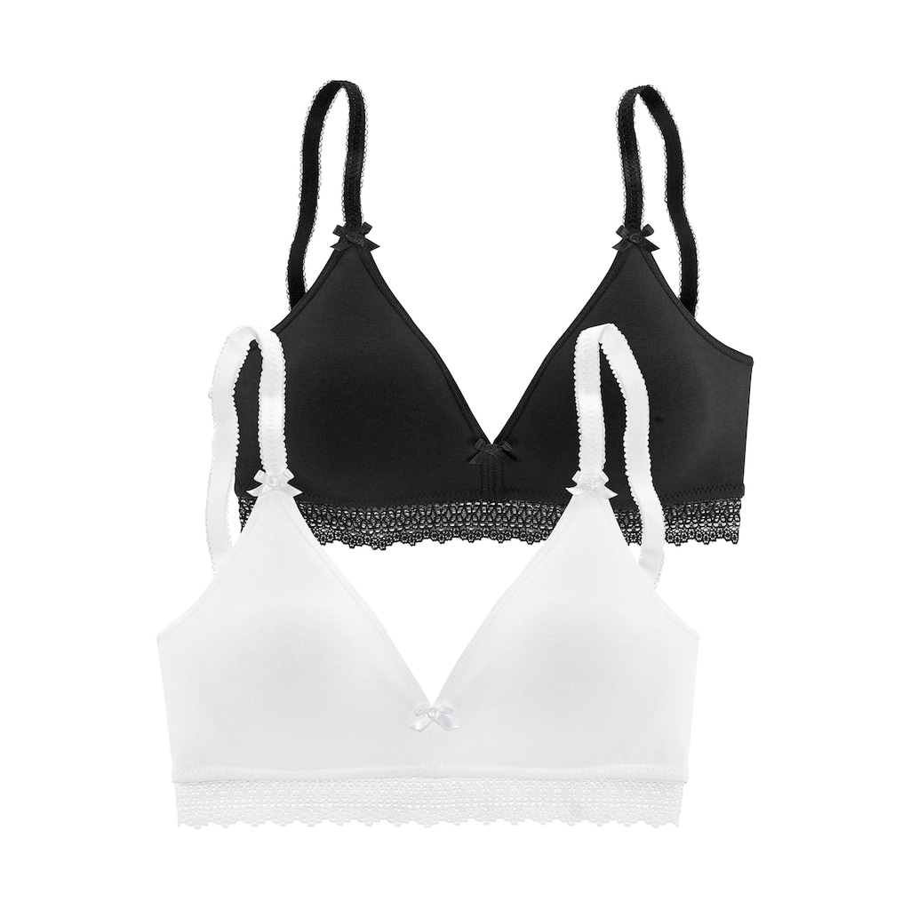 petite fleur Bralette-BH, ohne Bügel mit Spitzenband, aus weicher Baumwolle, Basic Dessous