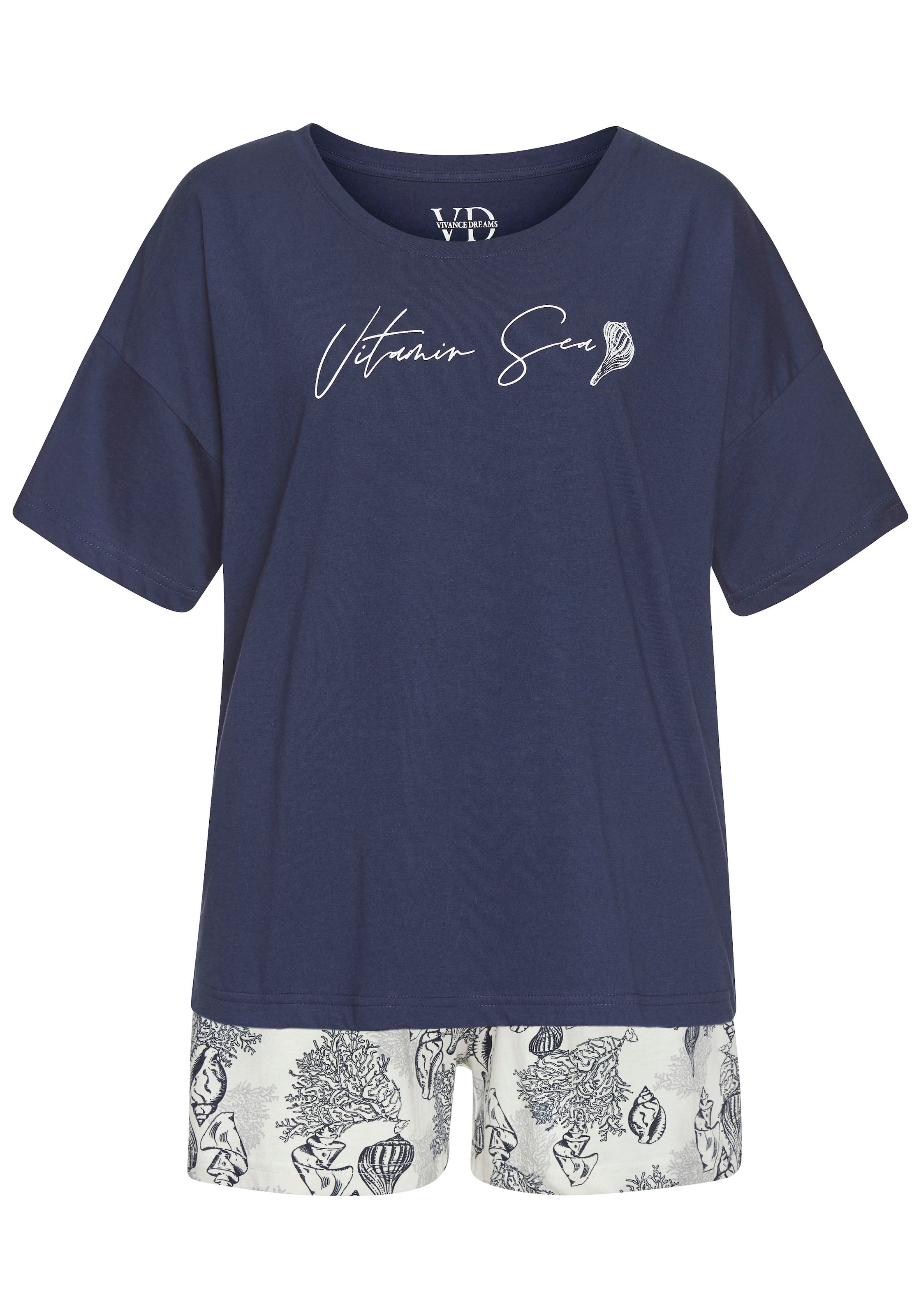 Vivance Dreams Shorty, (Set, 2 tlg.), Schönes Muschel-Muster