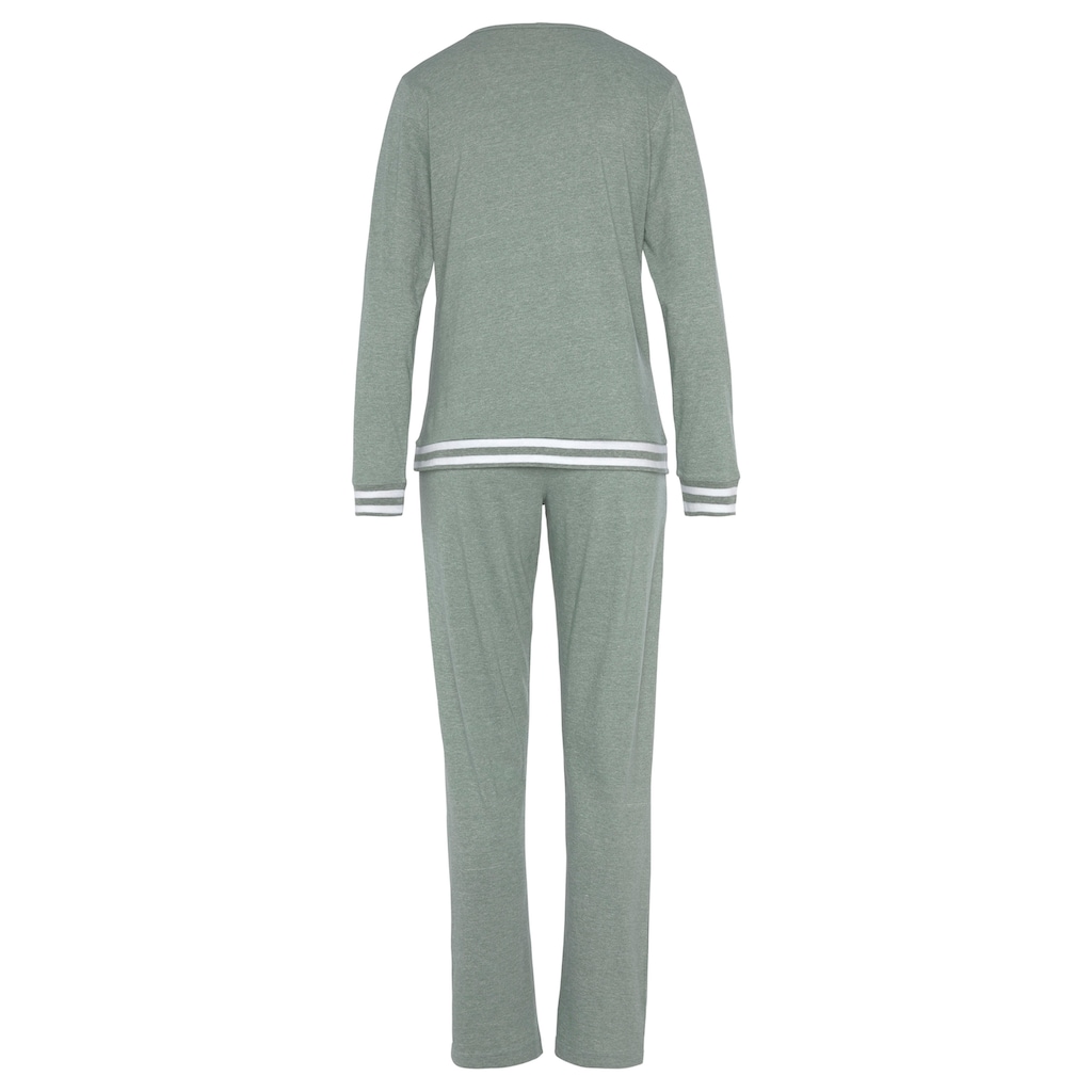 Vivance Dreams Pyjama, (2 tlg.), mit gestreiften Bündchen