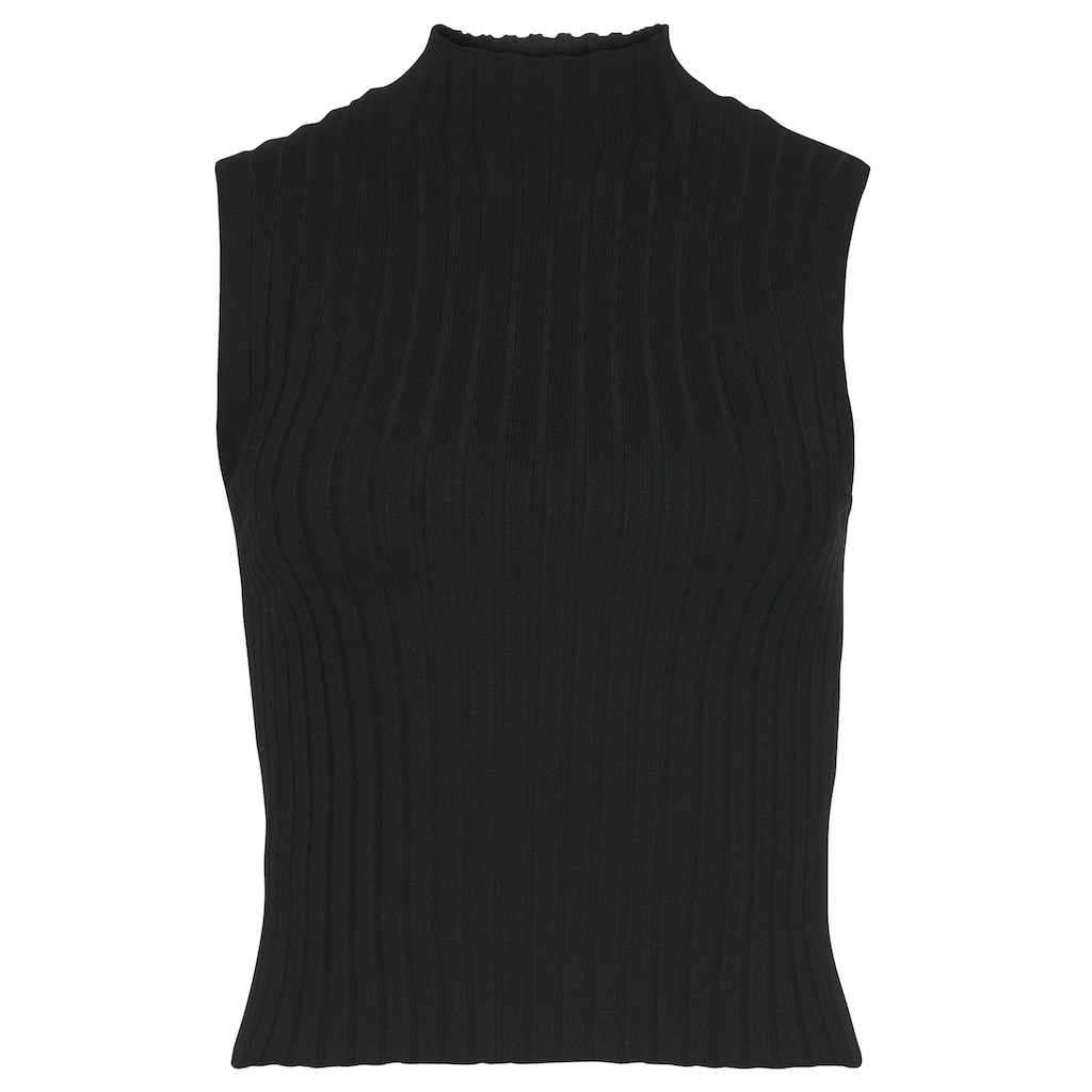 LASCANA Stricktop, aus weichem Rippstrick mit Stehkragen, modisch