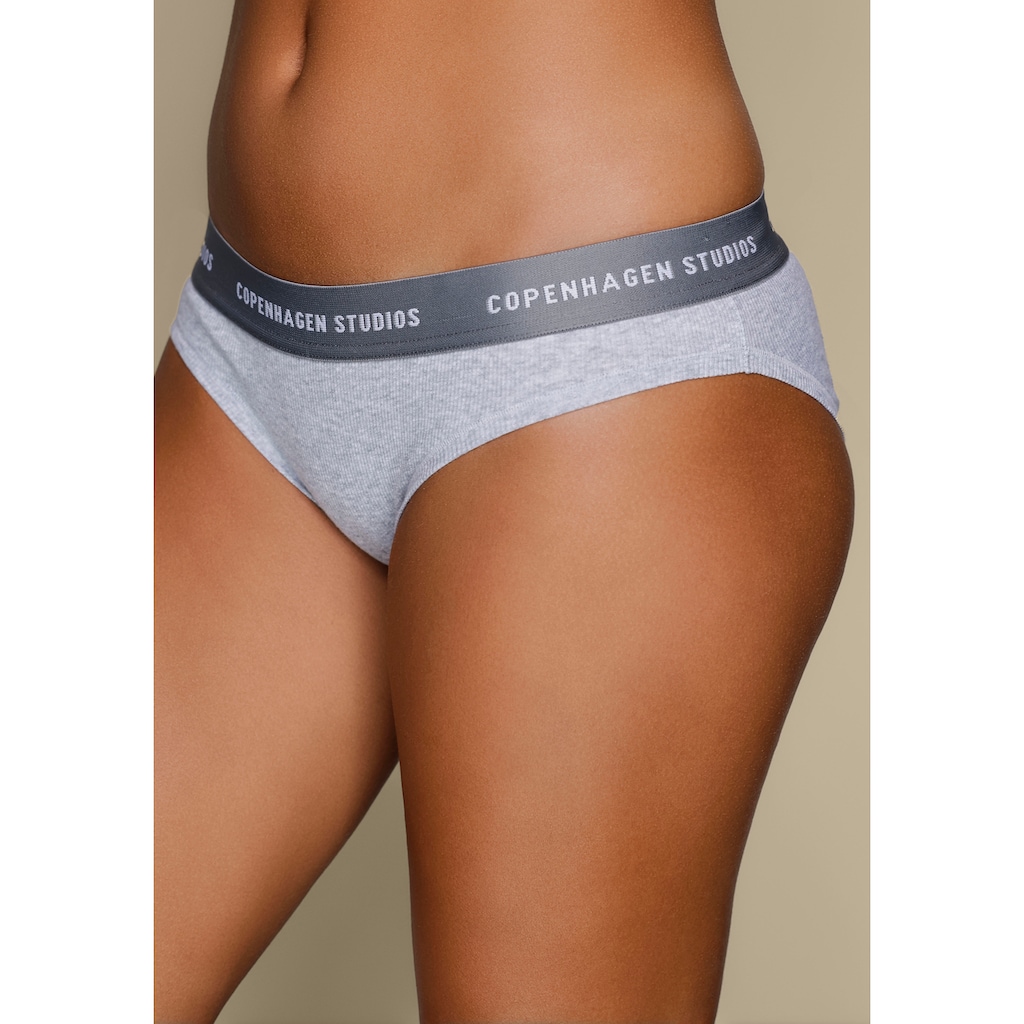 Copenhagen Studios Bikinislip »mit softem Logobund«, (2er-Pack), aus gerippter Bio-Baumwollqualität