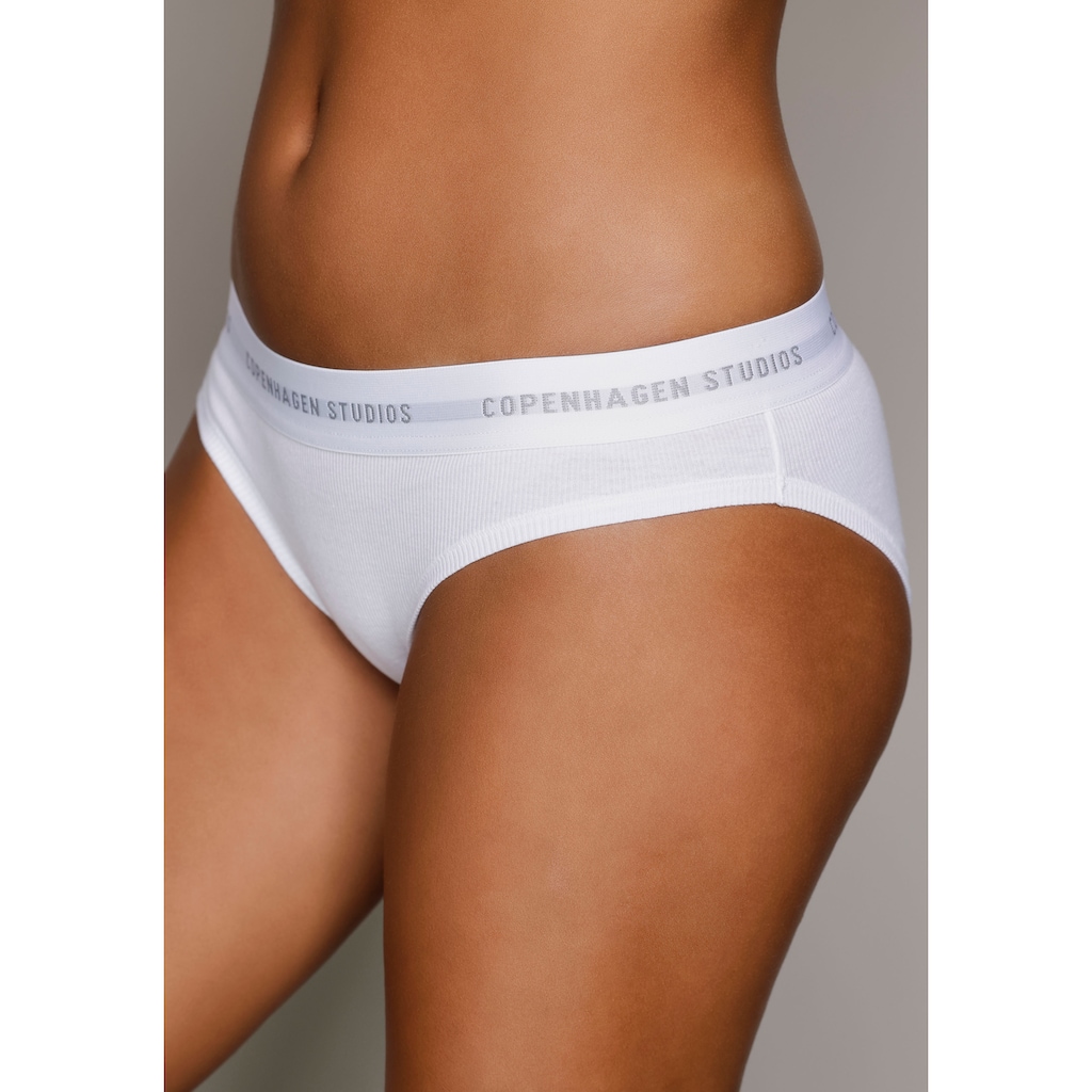 Copenhagen Studios Bikinislip »mit softem Logobund«, (2er-Pack), aus gerippter Bio-Baumwollqualität