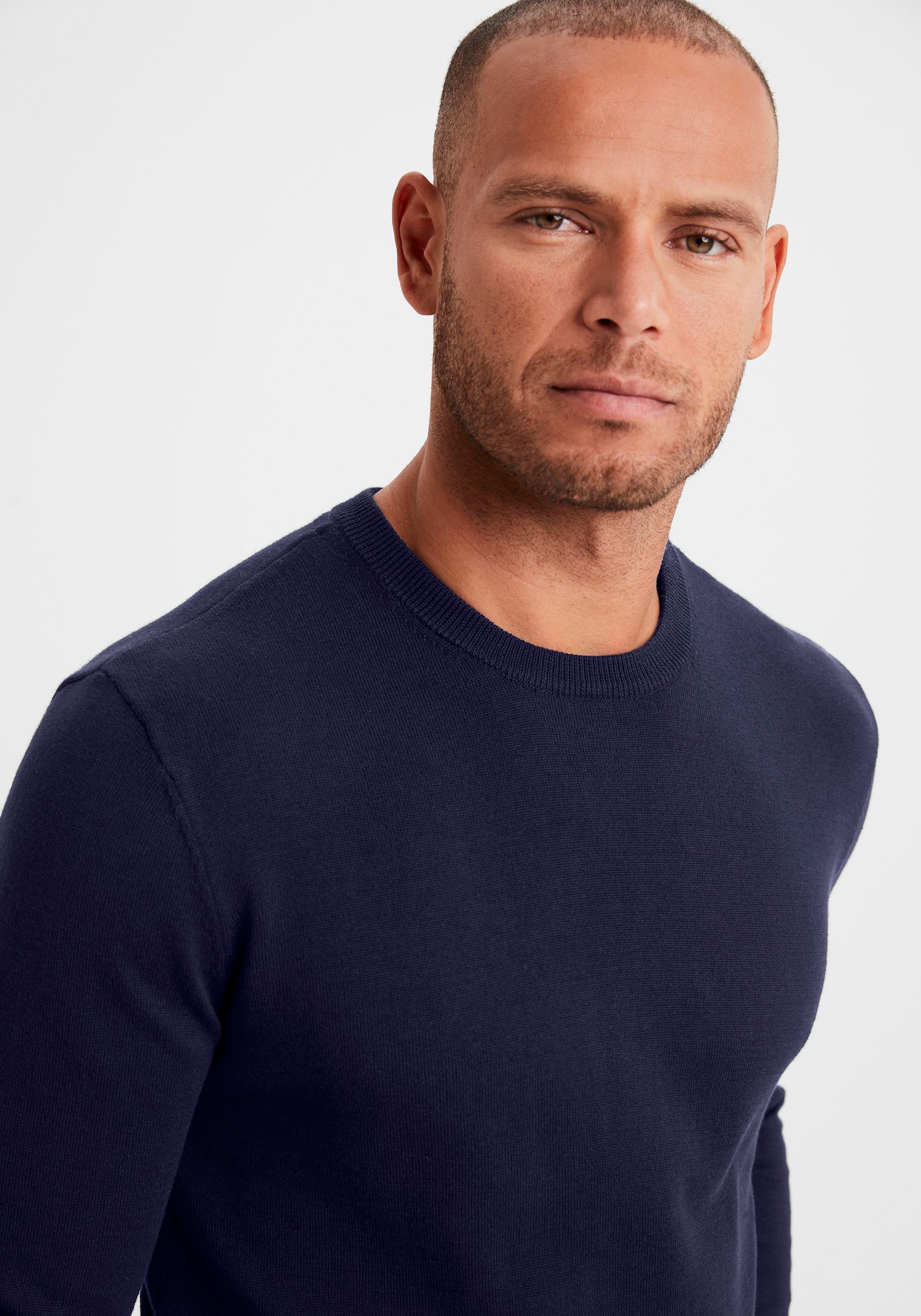 H.I.S Strickpullover, Regular Fit, Langarm, Pullover aus Feinstrick, Baumwollmischung
