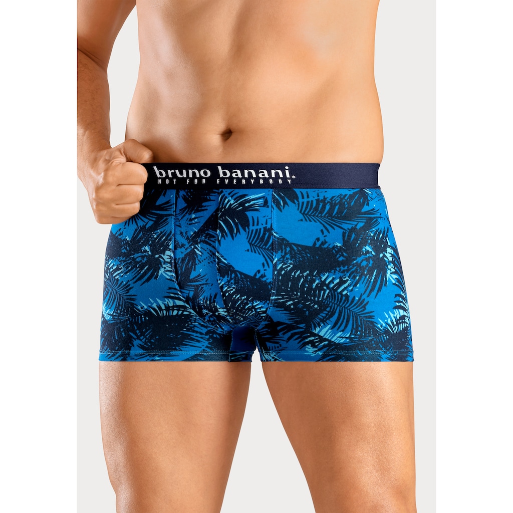Bruno Banani Boxer »Boxershorts für Herren«, (Packung, 4 St., 4er-Pack), mit Palmendruck und unifarben aus Baumwollmischung
