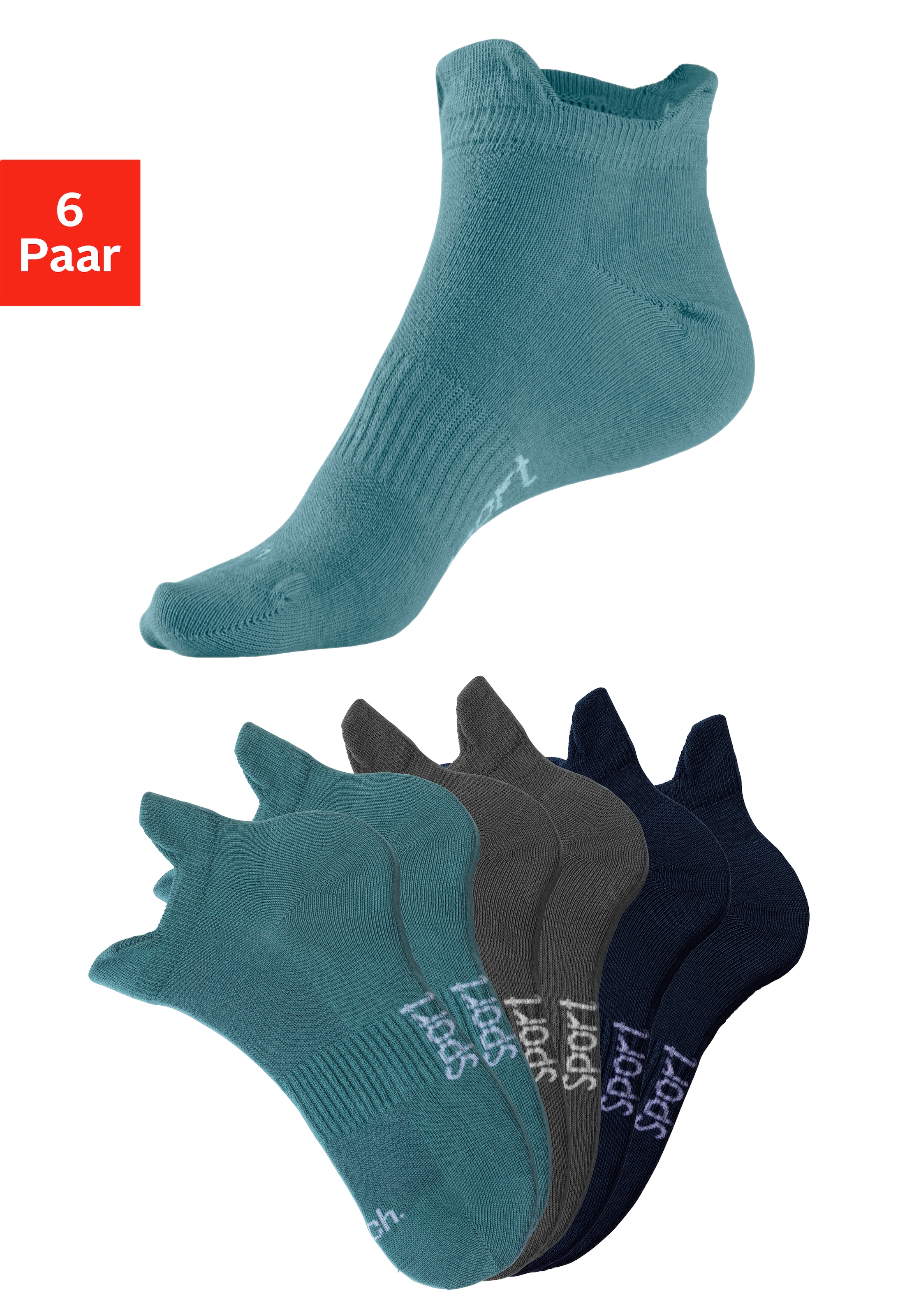 Bench. Sneakersocken Packung, 6 Paar tlg. mit feiner Mesh Konstruktion und Mittelfussgummi