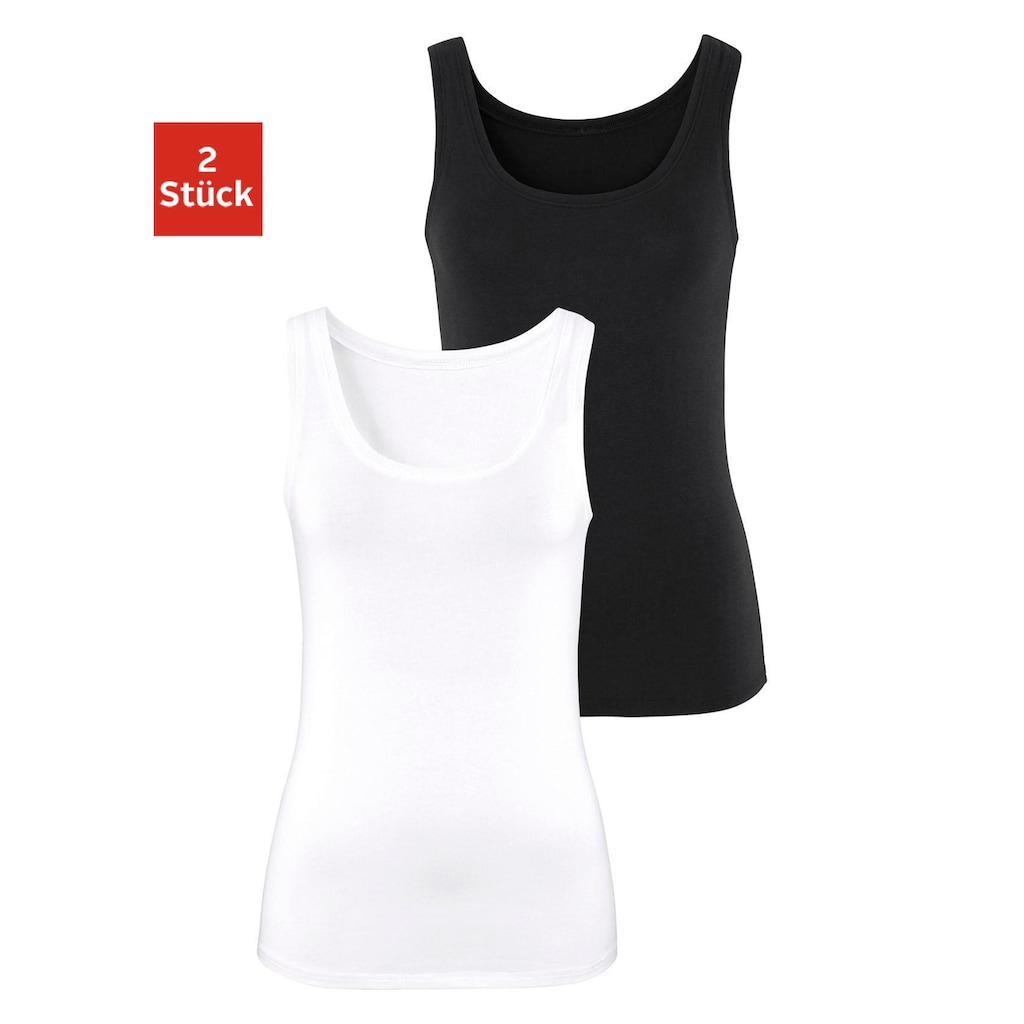 Vivance Tanktop »aus elastischer Baumwoll-Qualität«, (2er-Pack)