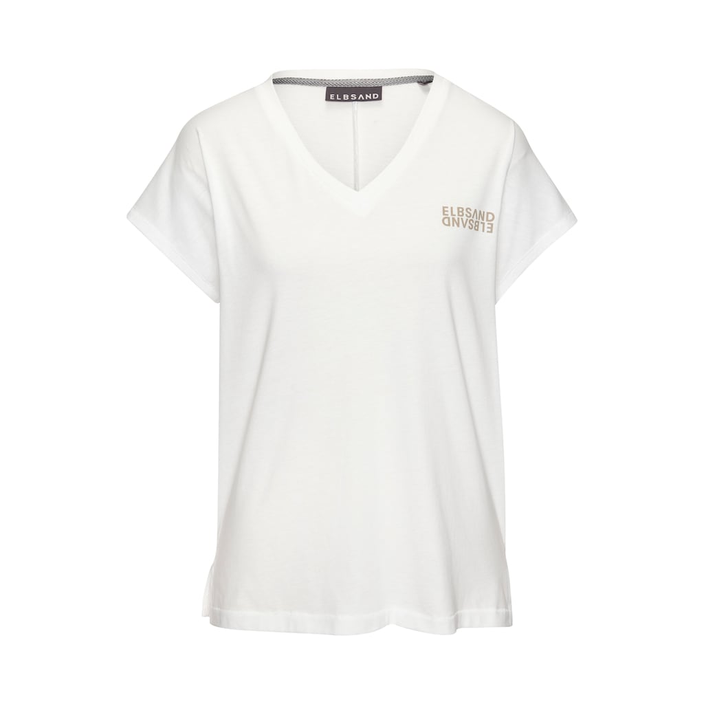 Elbsand V-Shirt, mit Logoprint, Kurzarmshirt, Basic