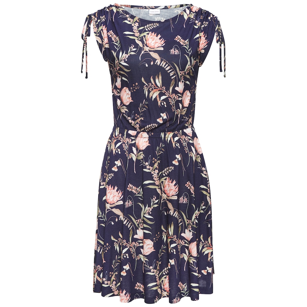 Vivance Jerseykleid, mit Blumenprint, lockeres Sommerkleid, Strandkleid