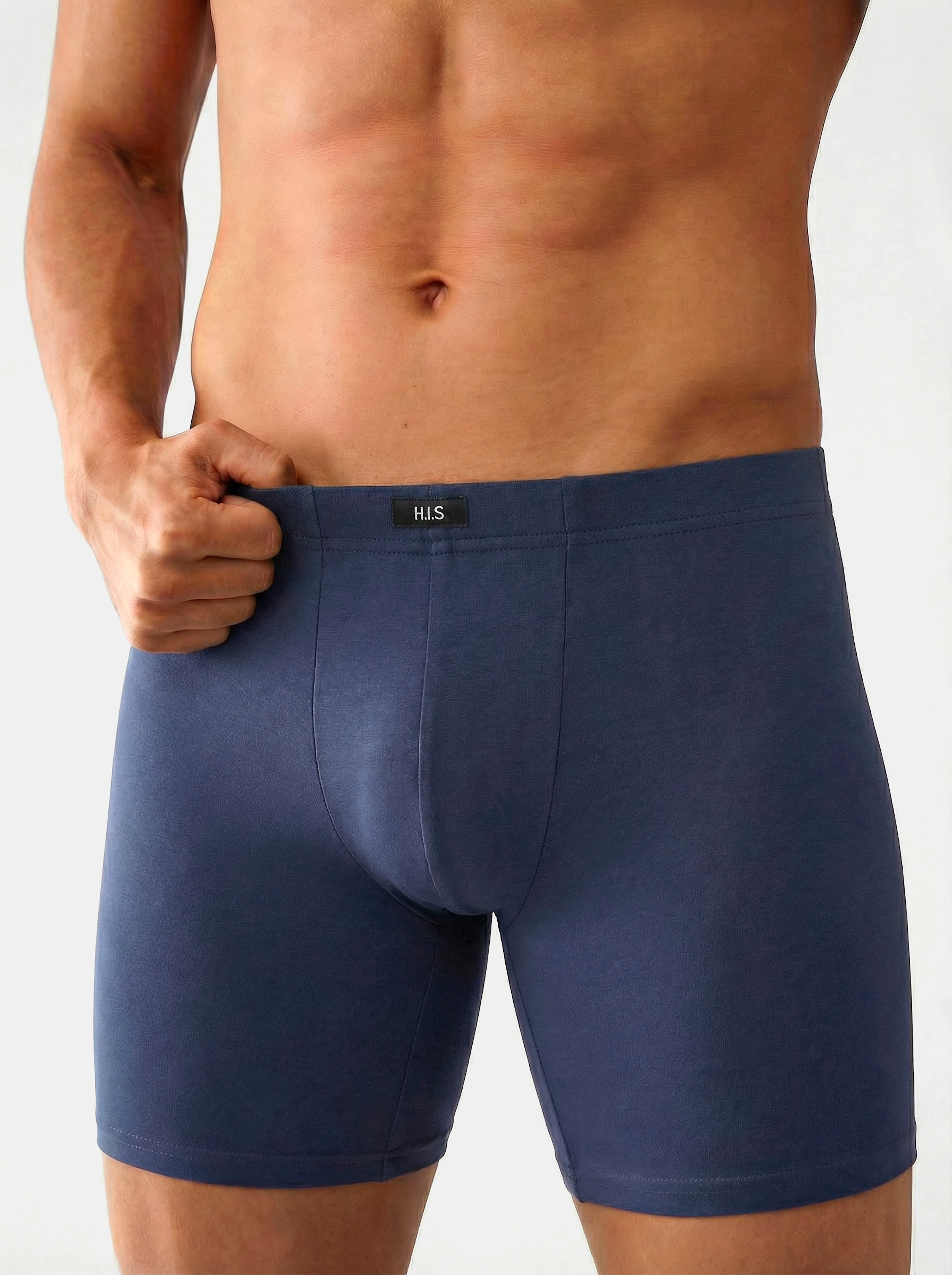 H.I.S Boxer long »Langer Boxer Boxershorts für Herren« Paquet, 5 cuis Boxer en coton avec jambes longues, logo sur la ceinture