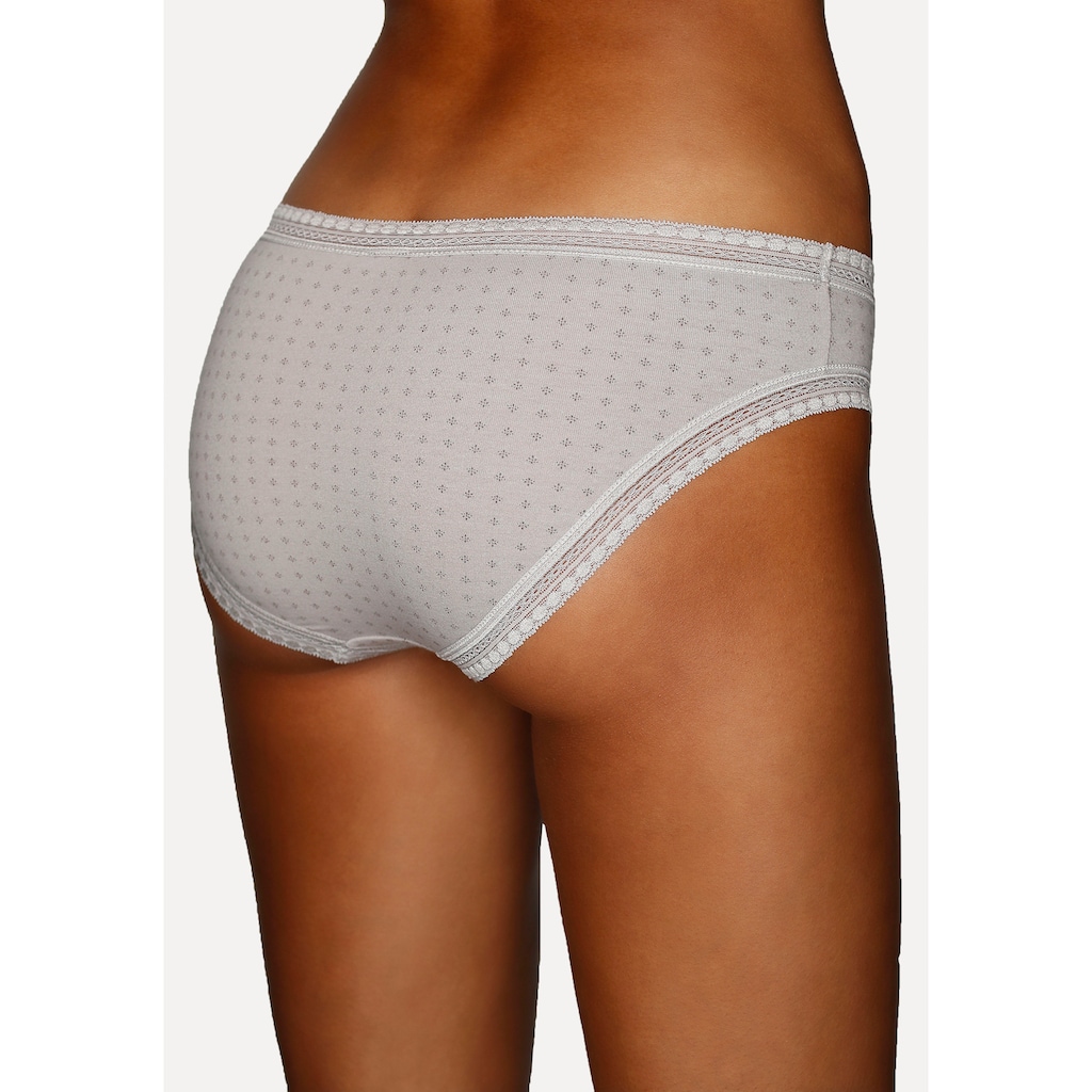 LASCANA Bikinislip, (3er-Pack), aus elastischer Baumwolle mit weicher Spitze