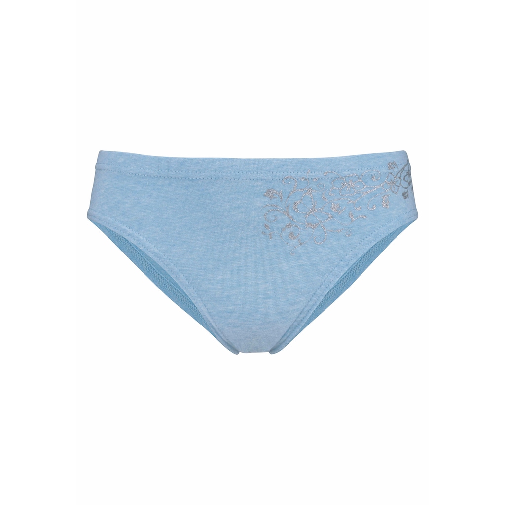 petite fleur Bikinislip, (Packung, 4 St.), schöner Basic für jeden Tag, mit floralem Glitzerdruck