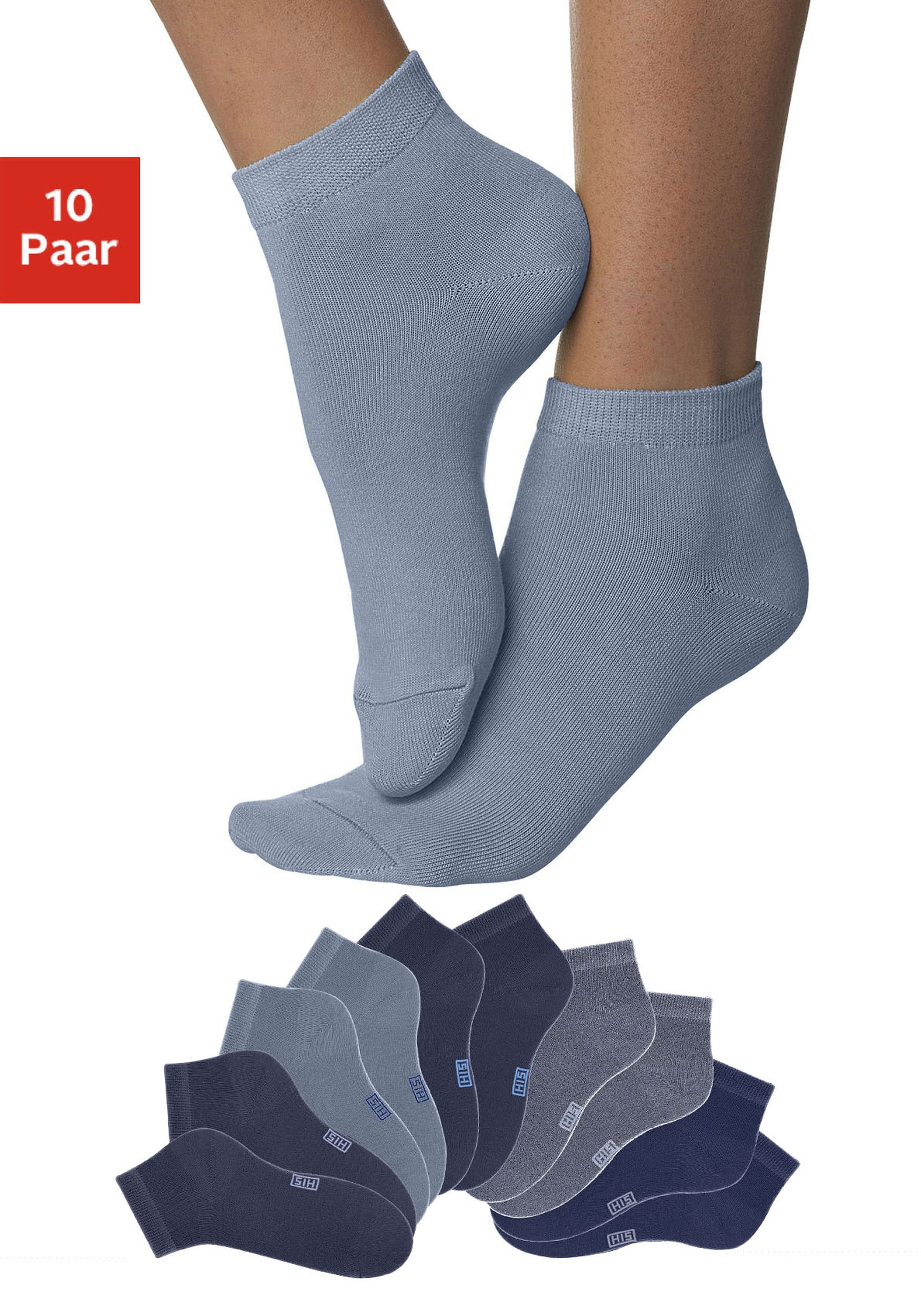 H.I.S Kurzsocken Packung, 10 Stk. tlg. mit verstärkter Ferse und Spitze