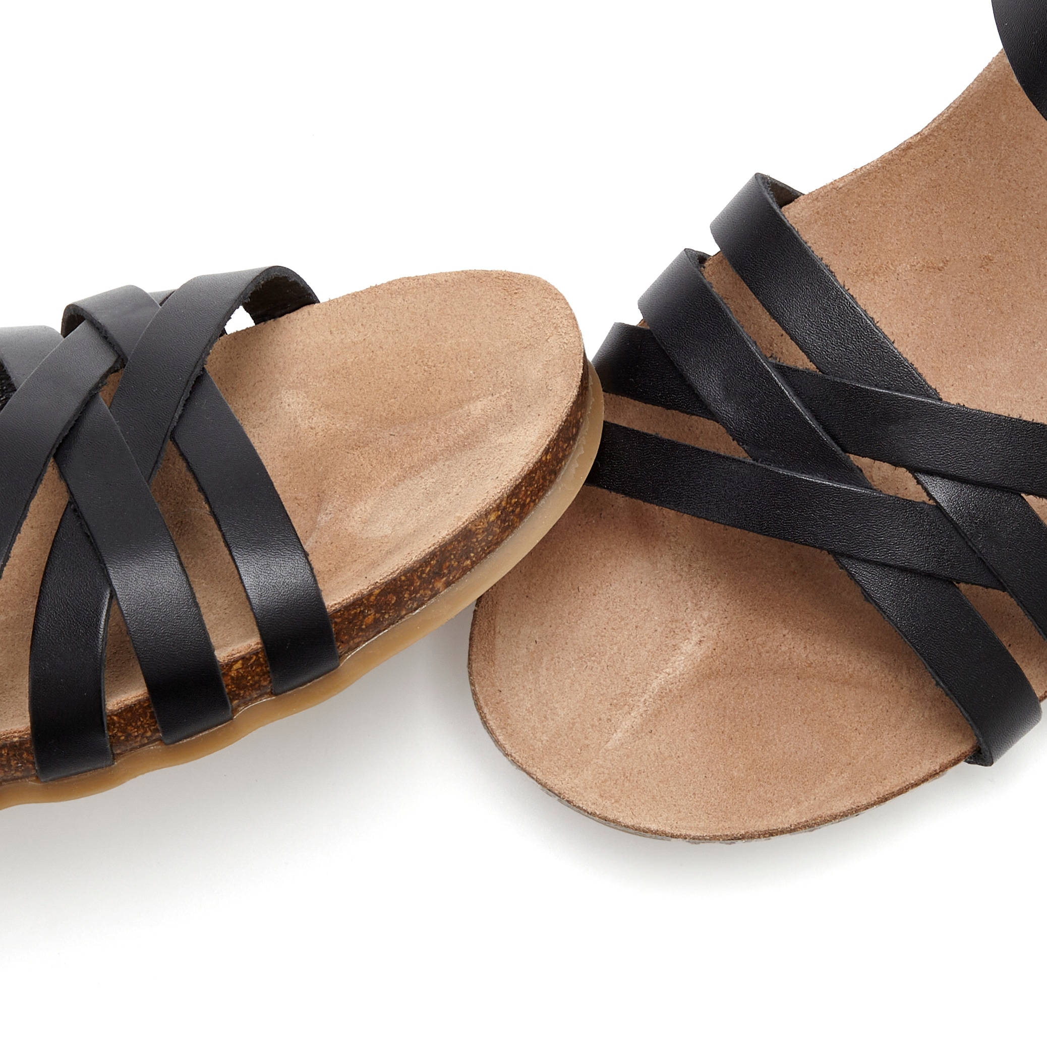LASCANA Sandale »Sandalette, Sommerschuh, offener Schuh,«  aus Leder mit Korkfussbett