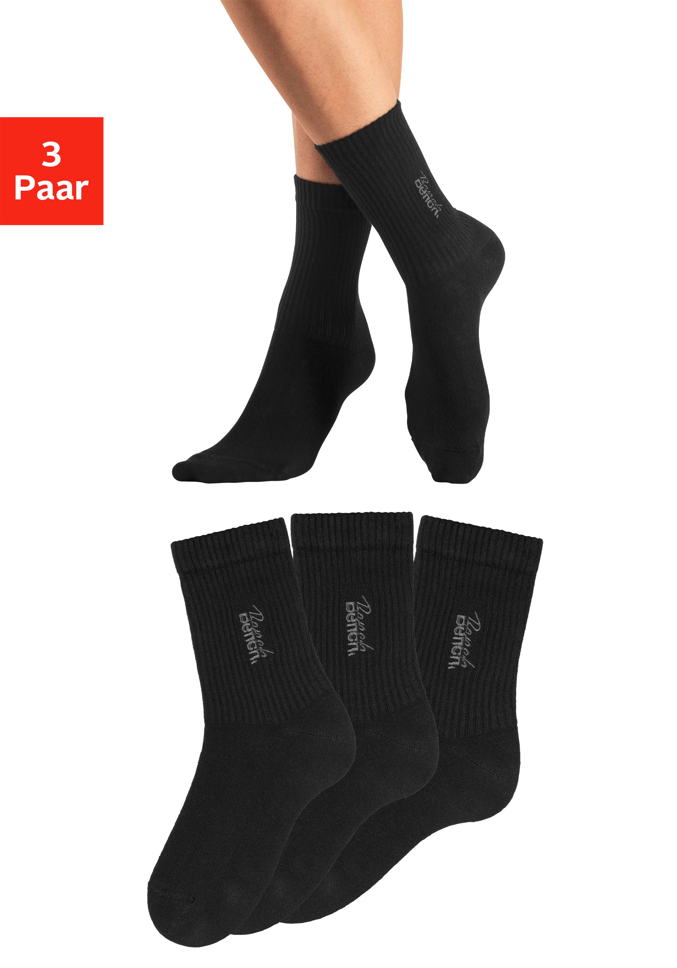 Bench. Basicsocken Packung, 3 Stk. tlg. mit Bench Stickerei