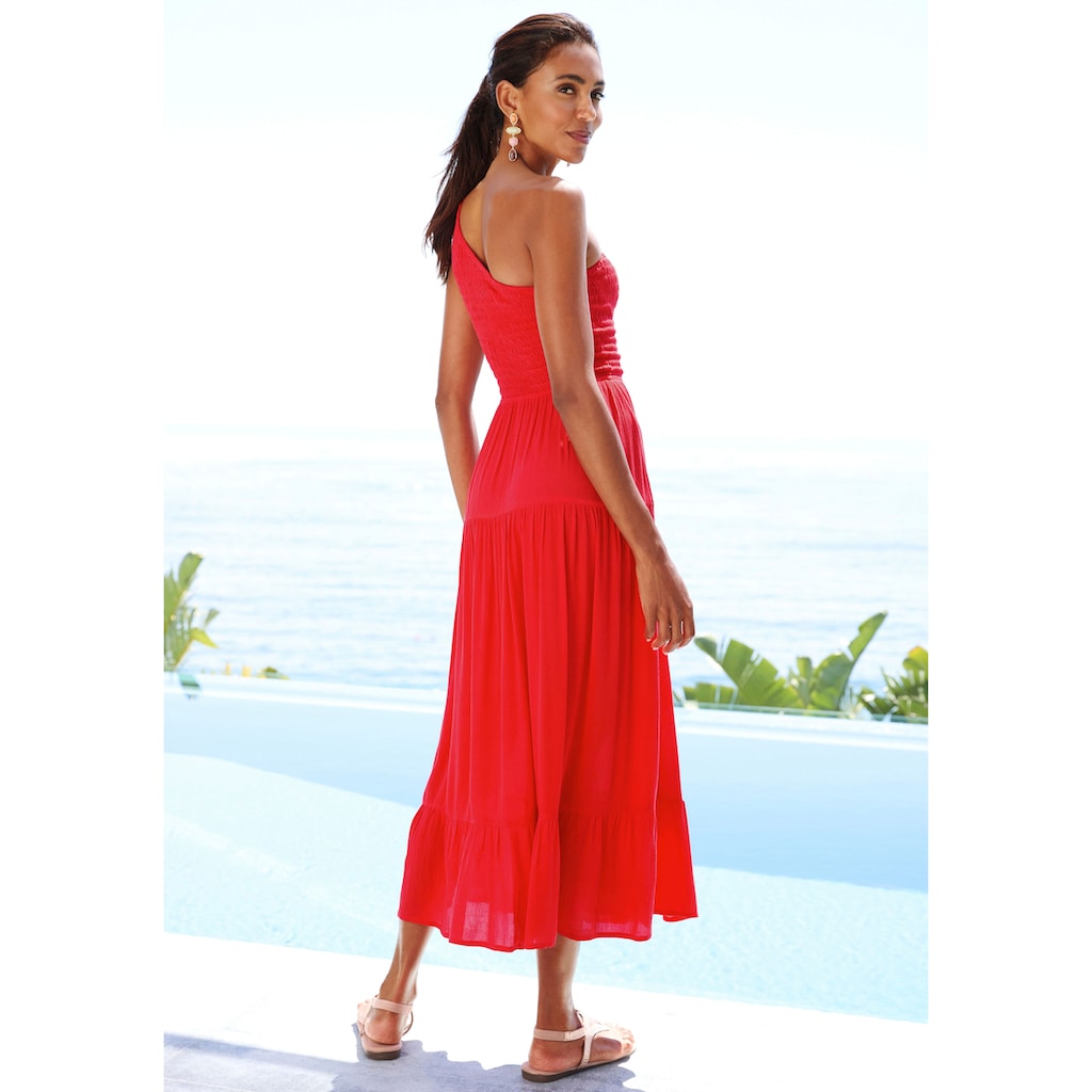 Buffalo One-Shoulder-Kleid, mit Volants, strukturiertes Strandkleid, sommerlich