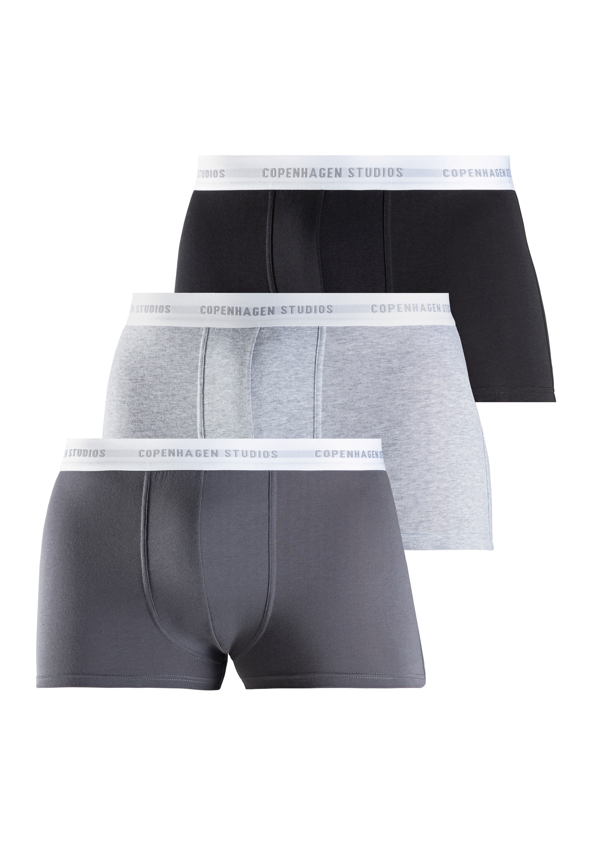 Copenhagen Studios Boxer »Boxershorts für Herren« Packung, 3er Pack, 3 Stk. mit weissem Logo-Bund