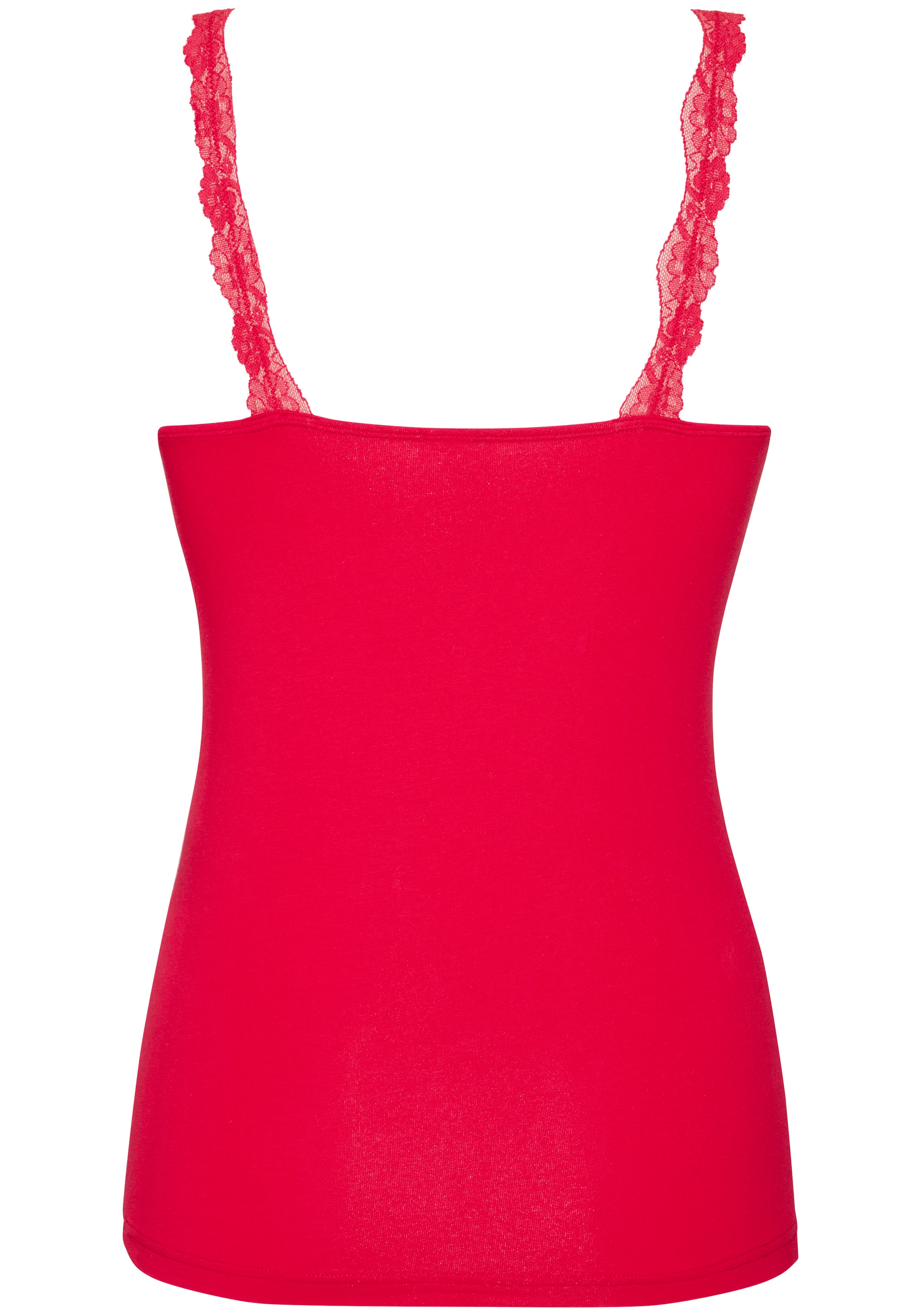 LASCANA Unterhemd 2er-Pack,  aus elastischer Baumwolle mit zarter Spitze, Spaghettiträger-Top