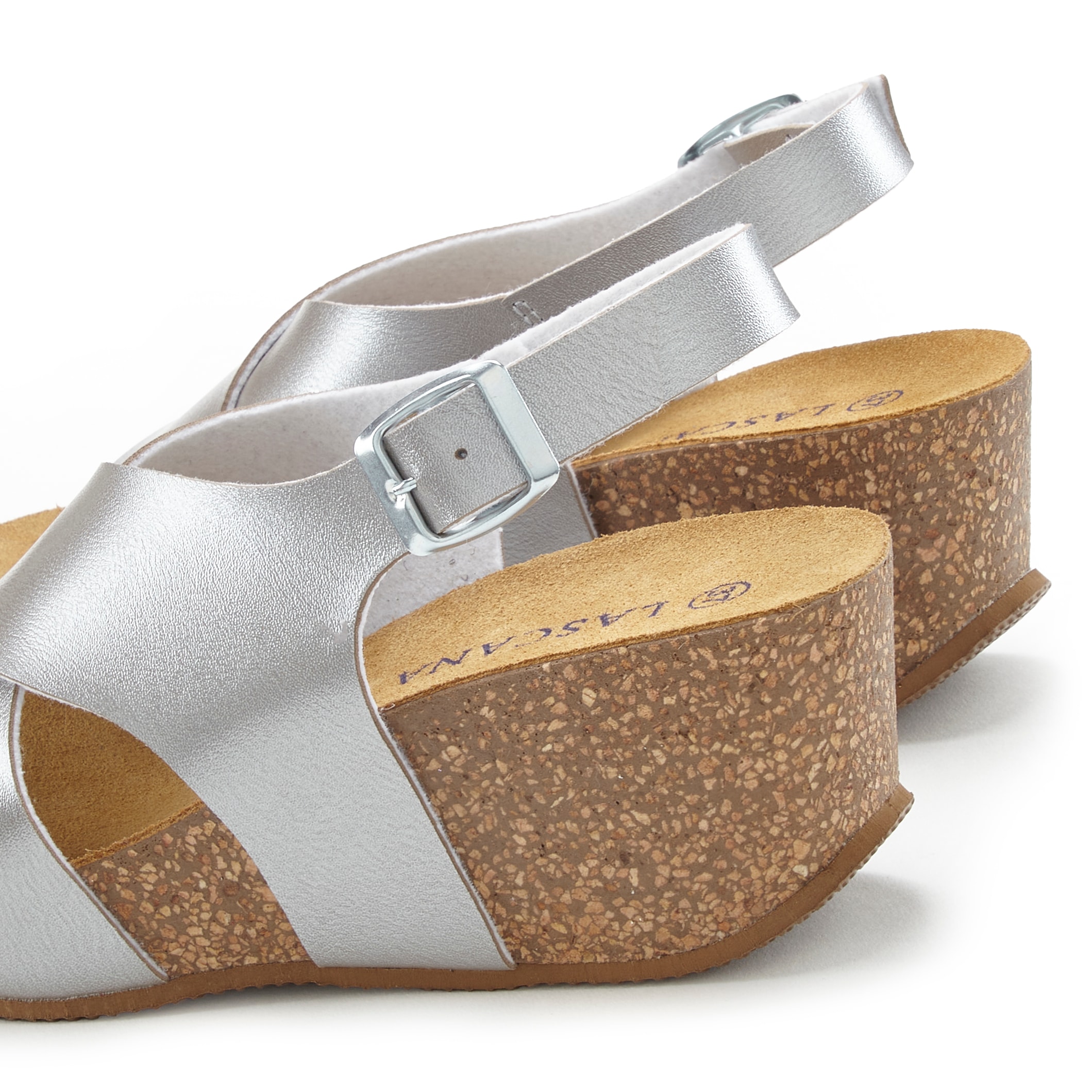 LASCANA Sandalette »Sommerschuh«, Sommerschuh mit Keilabsatz und Korkfussbett