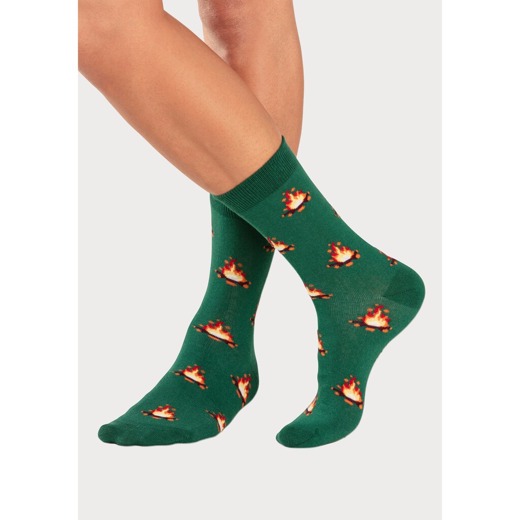John Devin Socken, (Packung, 2 Paar), mit bunten eingestrickten Motiven
