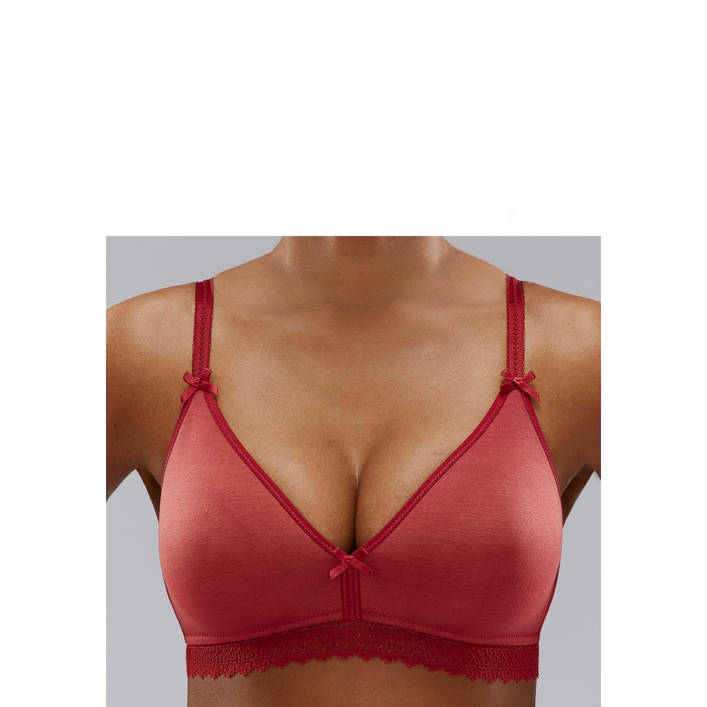 petite fleur Bralette-BH, ohne Bügel mit Spitzenband, aus weicher Baumwolle, Basic Dessous